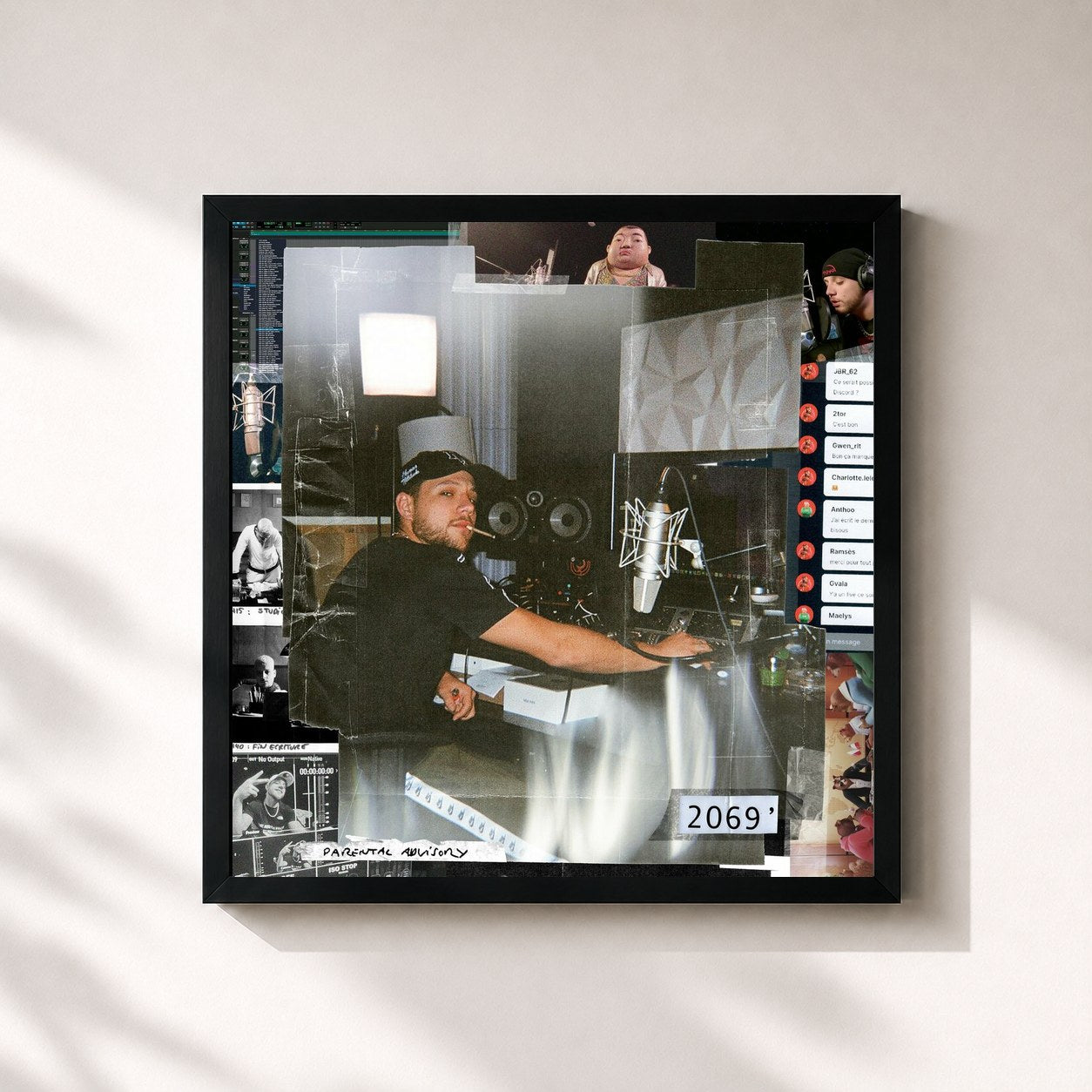 #noir Tableau carré de l'album 2069' de PLK, cadre noir 32x32 cm