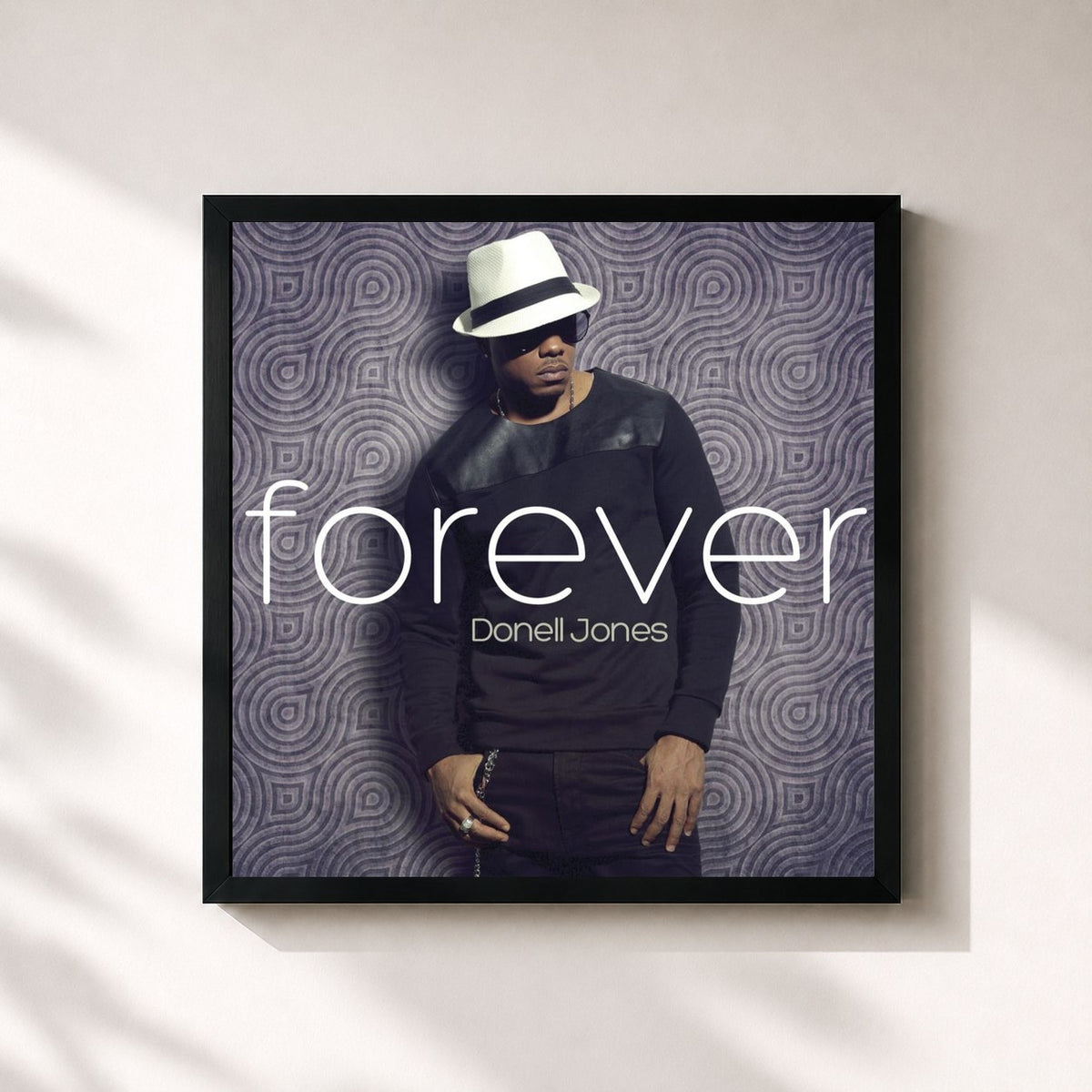 #noir Tableau carré de l'album Forever de Donell Jones, cadre noir 32x32 cm