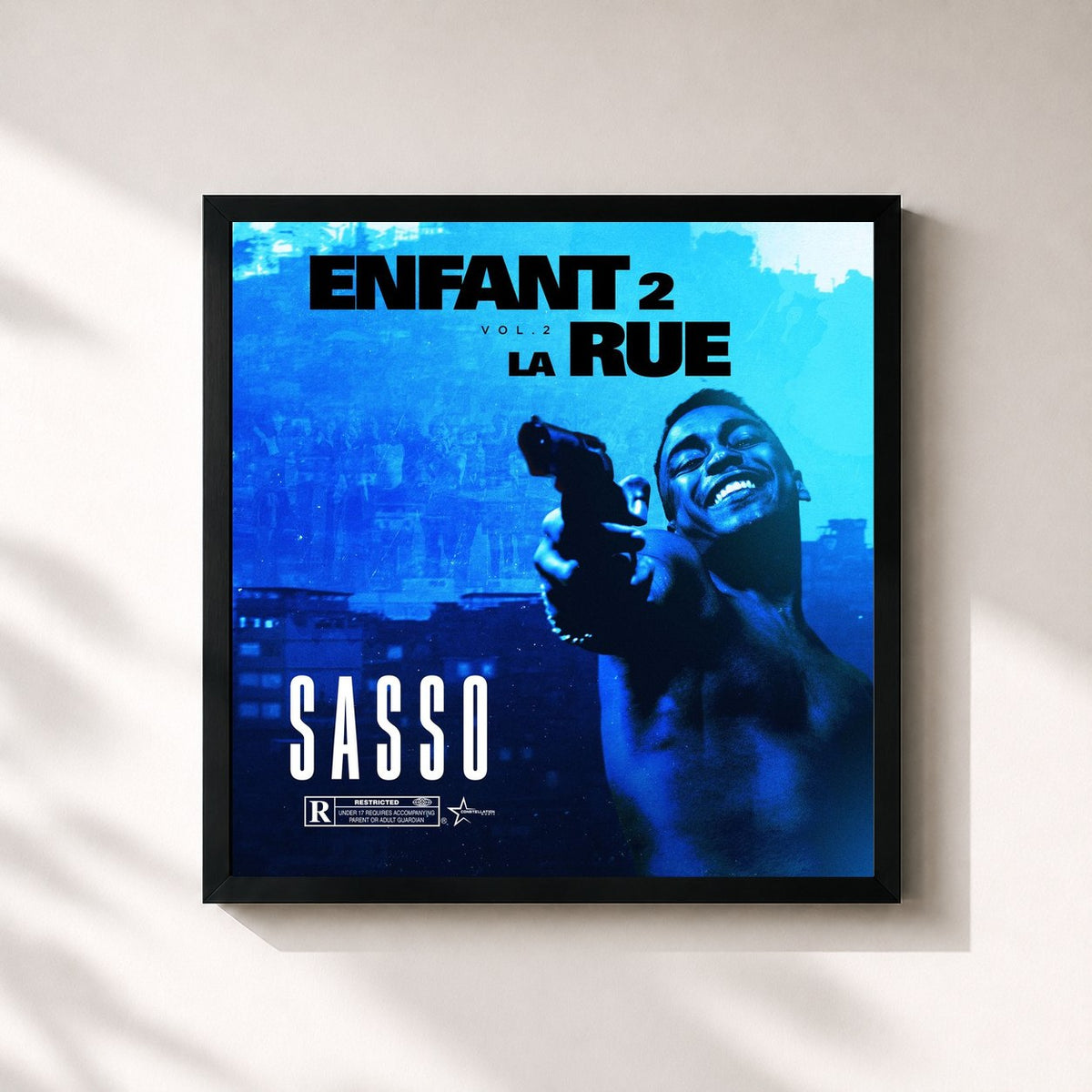 #noir Tableau carré de l'album Enfant2LaRue Vol. 2 de Sasso, cadre noir 32x32 cm