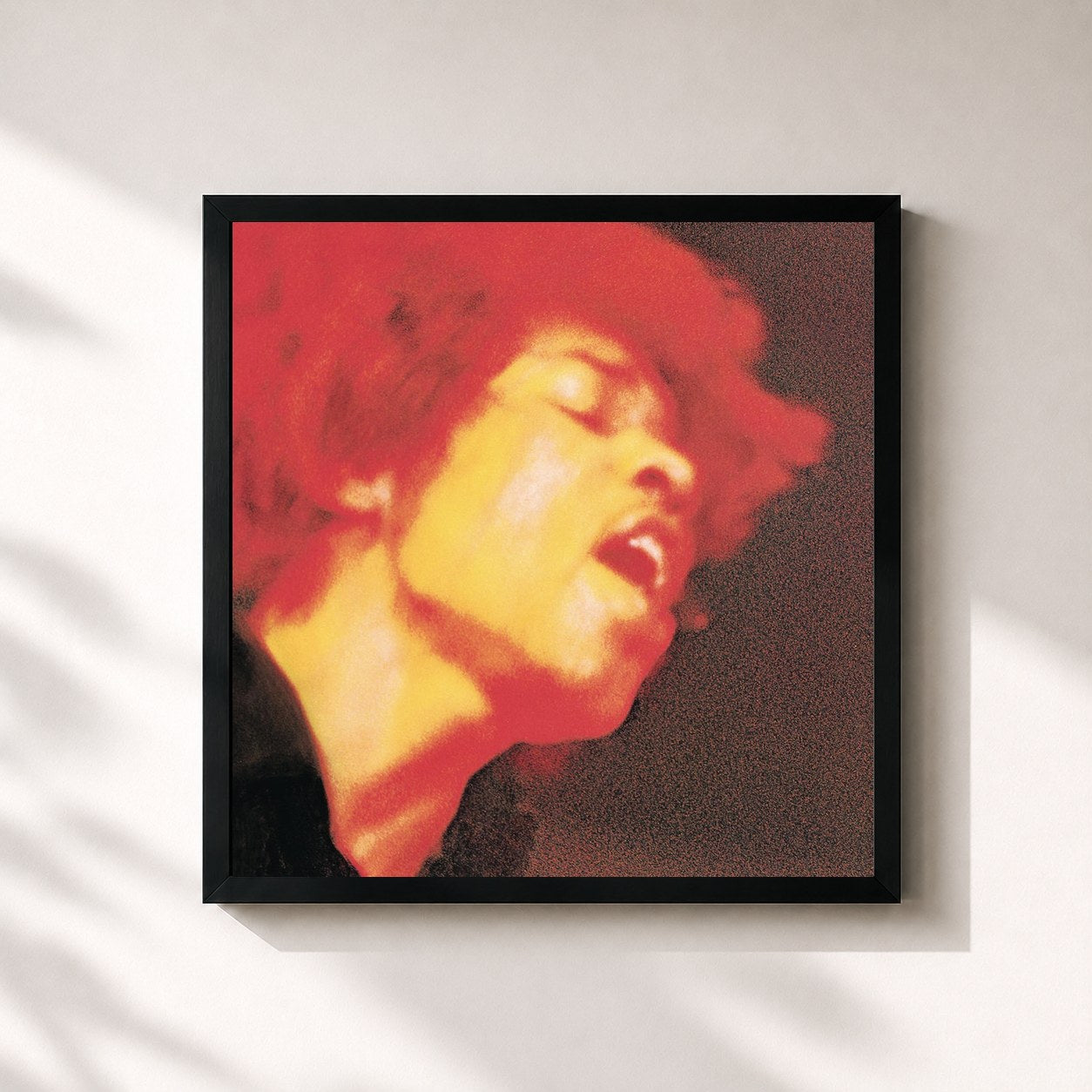 #noir Electric Ladyland de Jimi Hendrix en lámina cuadrada enmarcada, marco negro de 32x32 cm