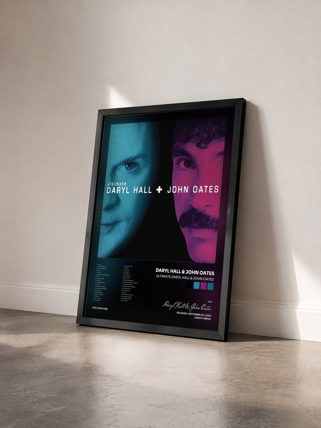 #noir Tableau de l'album Ultimate Daryl Hall & John Oates de Daryl Hall & John Oates vu de trois quarts, cadre noir