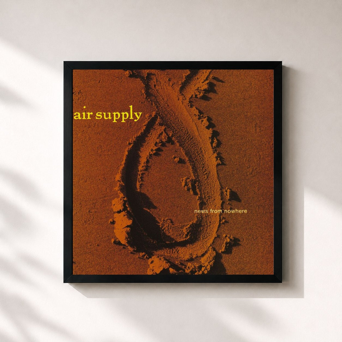 #noir News From Nowhere by Air Supply as a square framed art print, black 32x32 cm frame