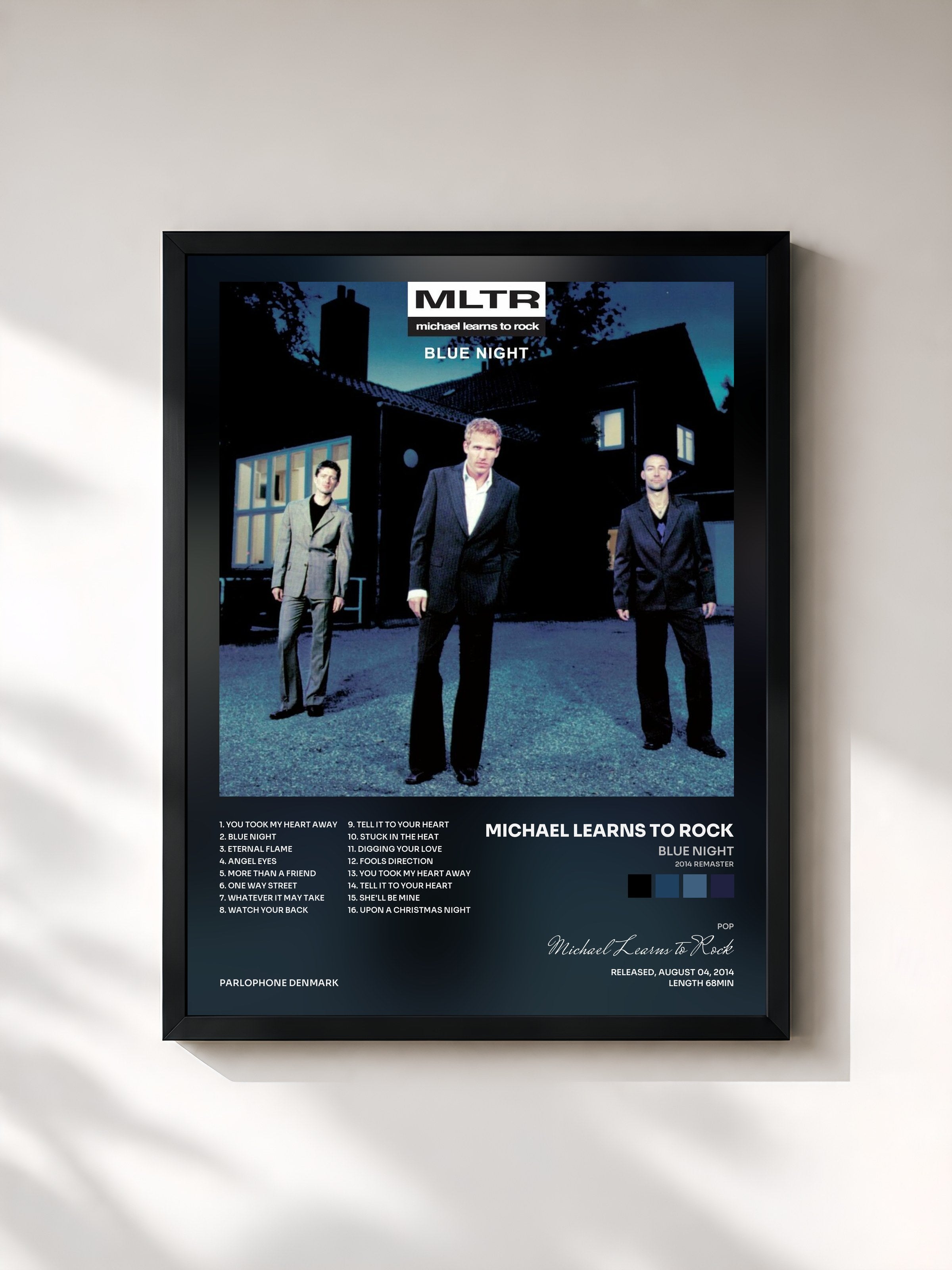 #noir Tableau de l'album Blue Night (2014 Remaster) de Michael Learns to Rock, cadre noir, imprimé et encadré en France