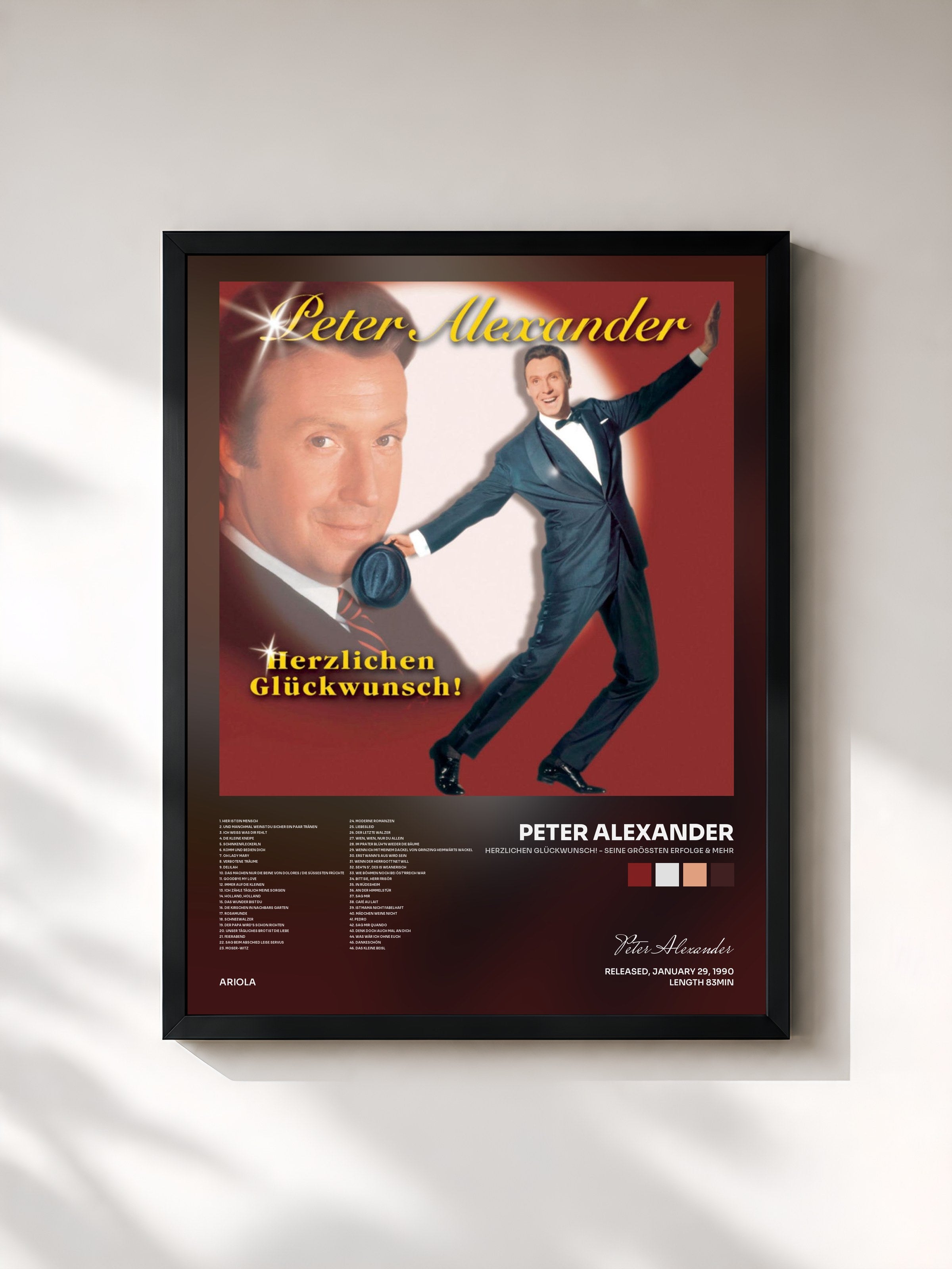 #noir Tableau de l'album Herzlichen Glückwunsch! - Seine größten Erfolge & mehr de Peter Alexander, cadre noir, imprimé et encadré en France