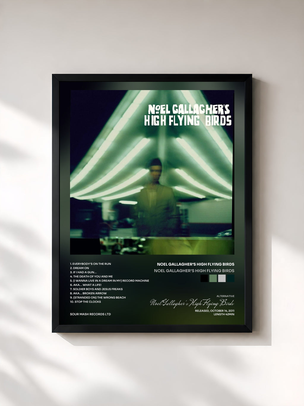 #noir Tableau de l'album Noel Gallagher's High Flying Birds de Noel Gallagher's High Flying Birds, cadre noir, imprimé et encadré en France