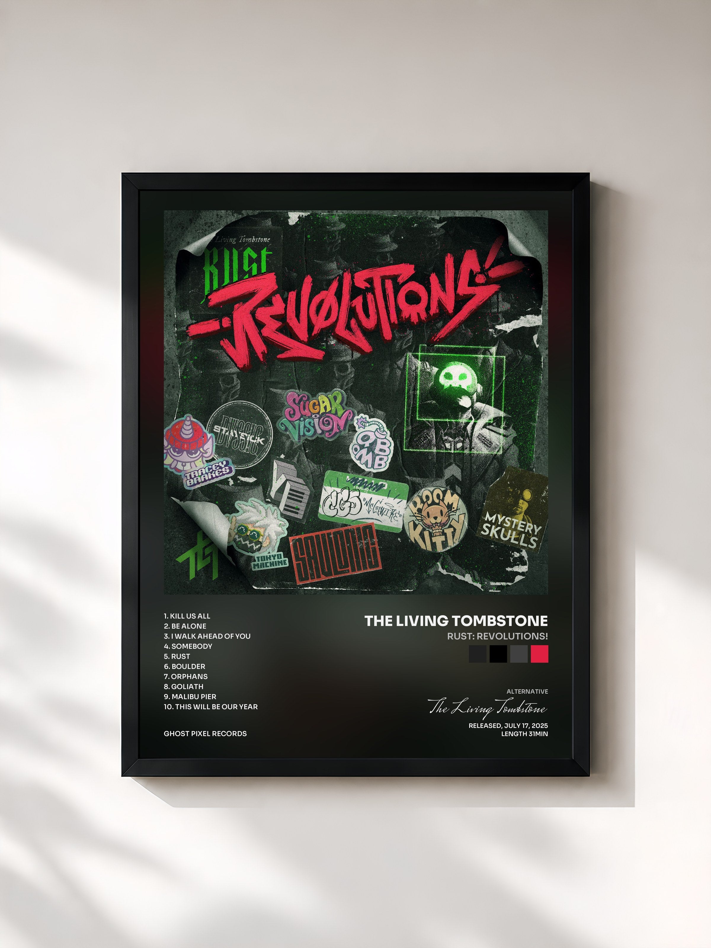 #noir Tableau de l'album Rust: Revolutions! de The Living Tombstone, cadre noir, imprimé et encadré en France