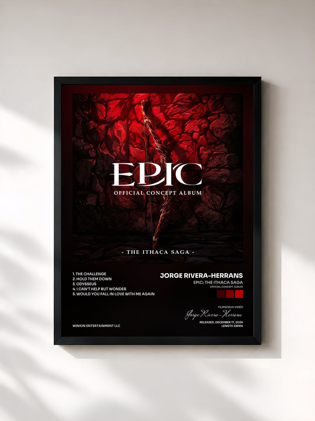 #noir Tableau de l'album EPIC: The Ithaca Saga (Official Concept Album) de Jorge Rivera-Herrans, cadre noir, imprimé et encadré en France