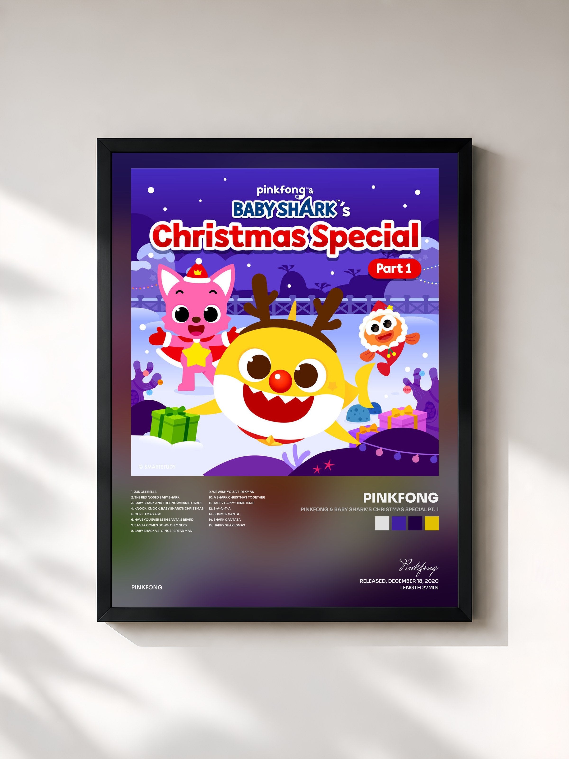 #noir Tableau de l'album Pinkfong & Baby Shark's Christmas Special Pt. 1 de Pinkfong, cadre noir, imprimé et encadré en France
