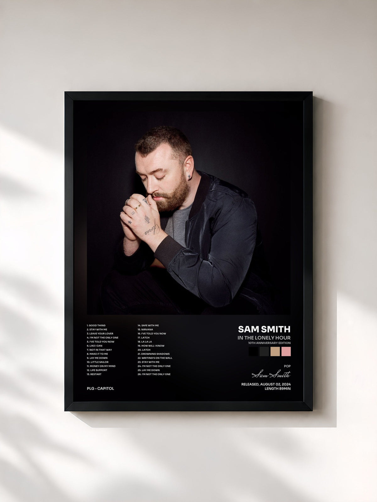 #noir Tableau de l'album In The Lonely Hour (10th Anniversary Edition) de Sam Smith, cadre noir, imprimé et encadré en France