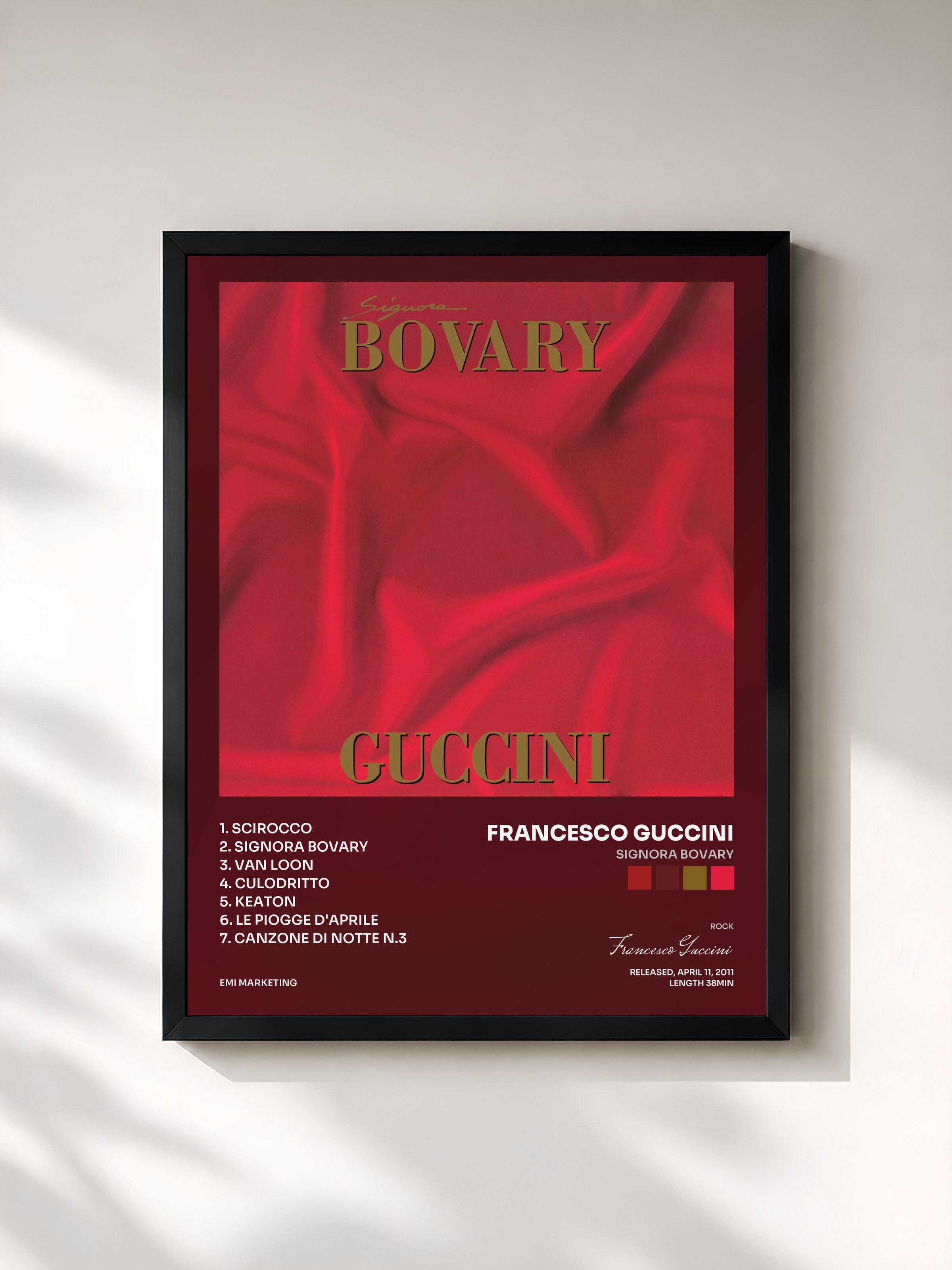 #noir Tableau de l'album Signora Bovary de Francesco Guccini, cadre noir, imprimé et encadré en France