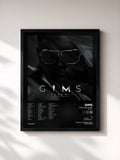 #noir Tableau de l'album Ceinture noire (Décennie) de GIMS, cadre noir, imprimé et encadré en France