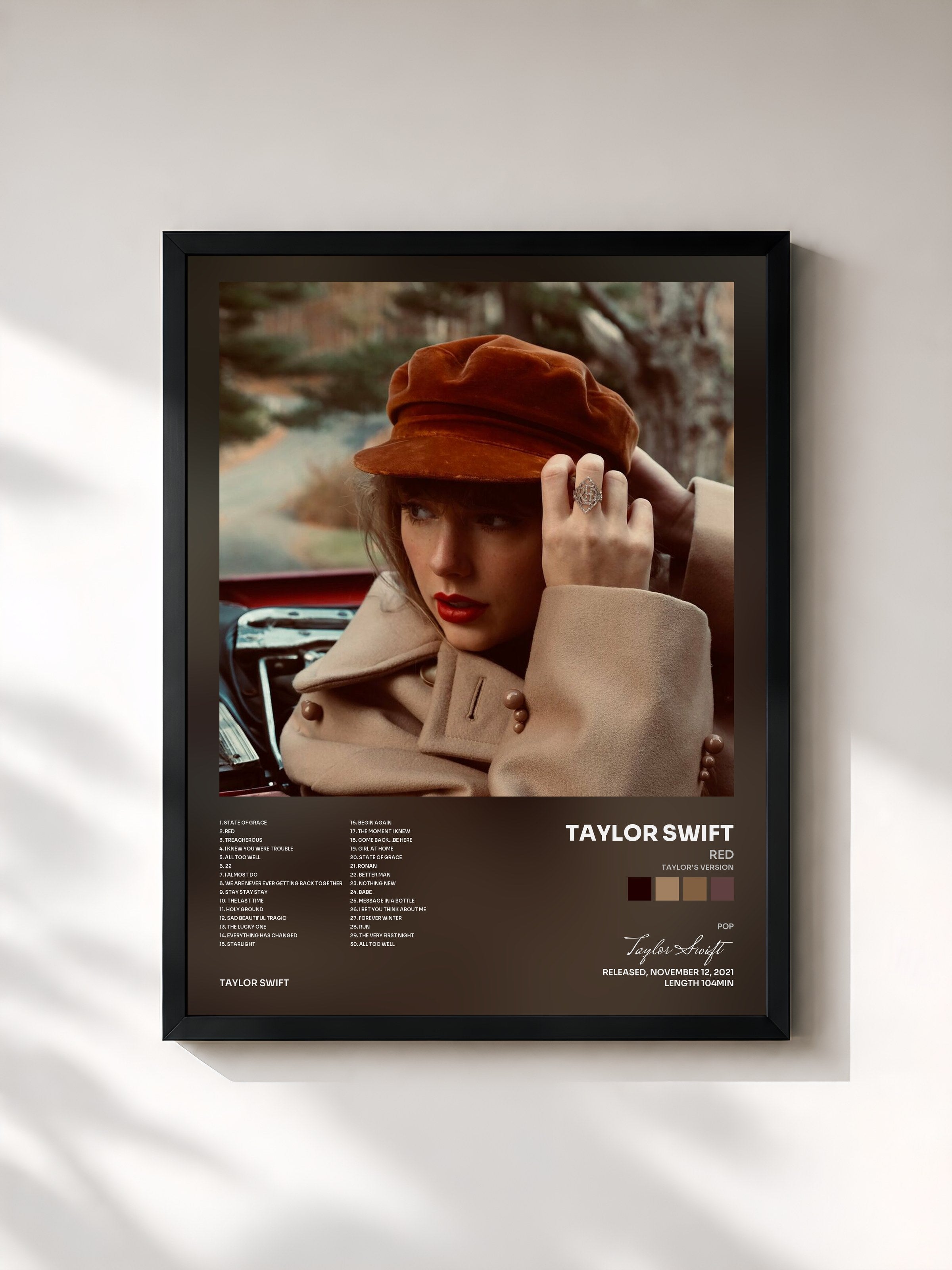 #noir Red (Taylor's Version) by Taylor Swift as a framed art print, black frame, printed and framed in France