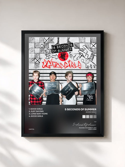 #noir Tableau de l'album Good Girls (EP) de 5 Seconds Of Summer, cadre noir, imprimé et encadré en France