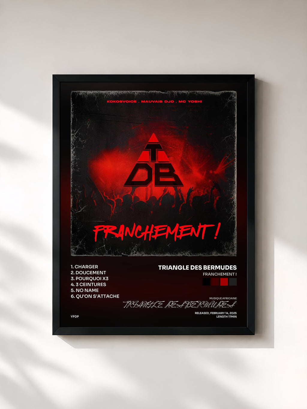 #noir Tableau de l'album Franchement ! de TRIANGLE DES BERMUDES, cadre noir, imprimé et encadré en France