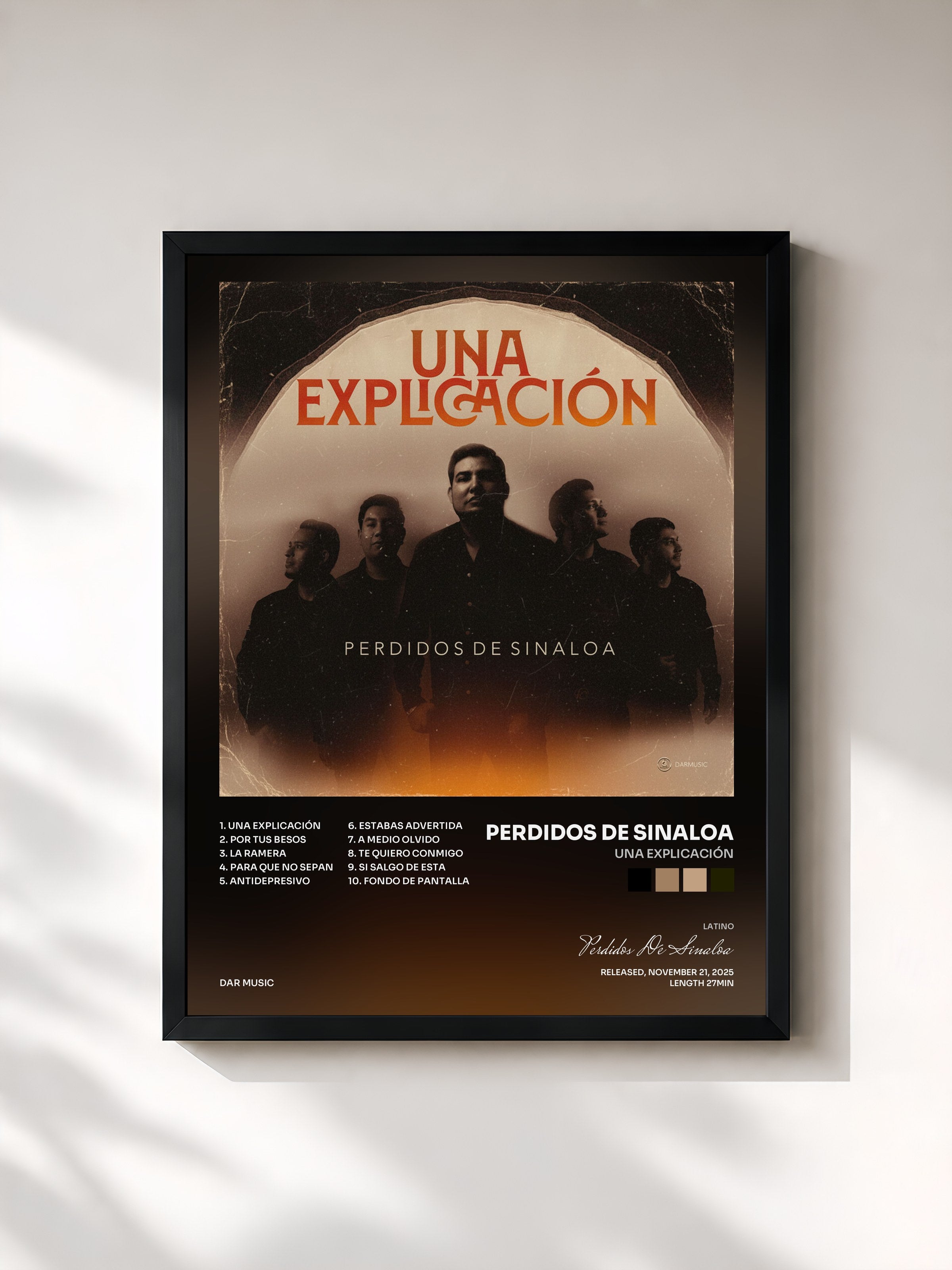#noir Tableau de l'album Una Explicación de Perdidos De Sinaloa, cadre noir, imprimé et encadré en France