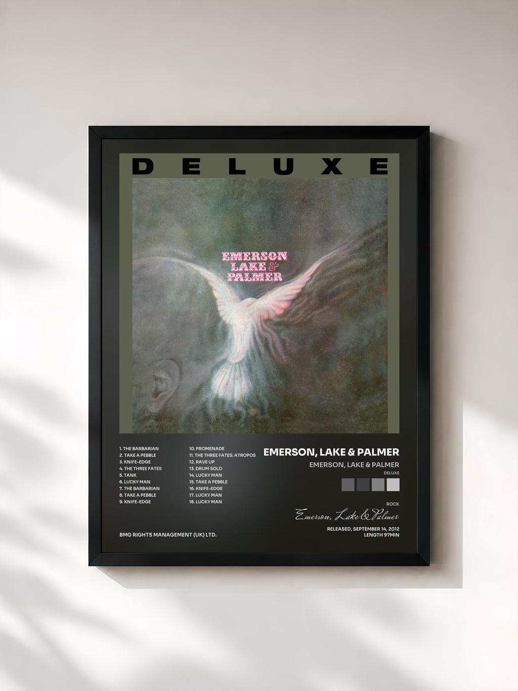 #noir Tableau de l'album Emerson, Lake & Palmer (Deluxe) de Emerson, Lake & Palmer, cadre noir, imprimé et encadré en France
