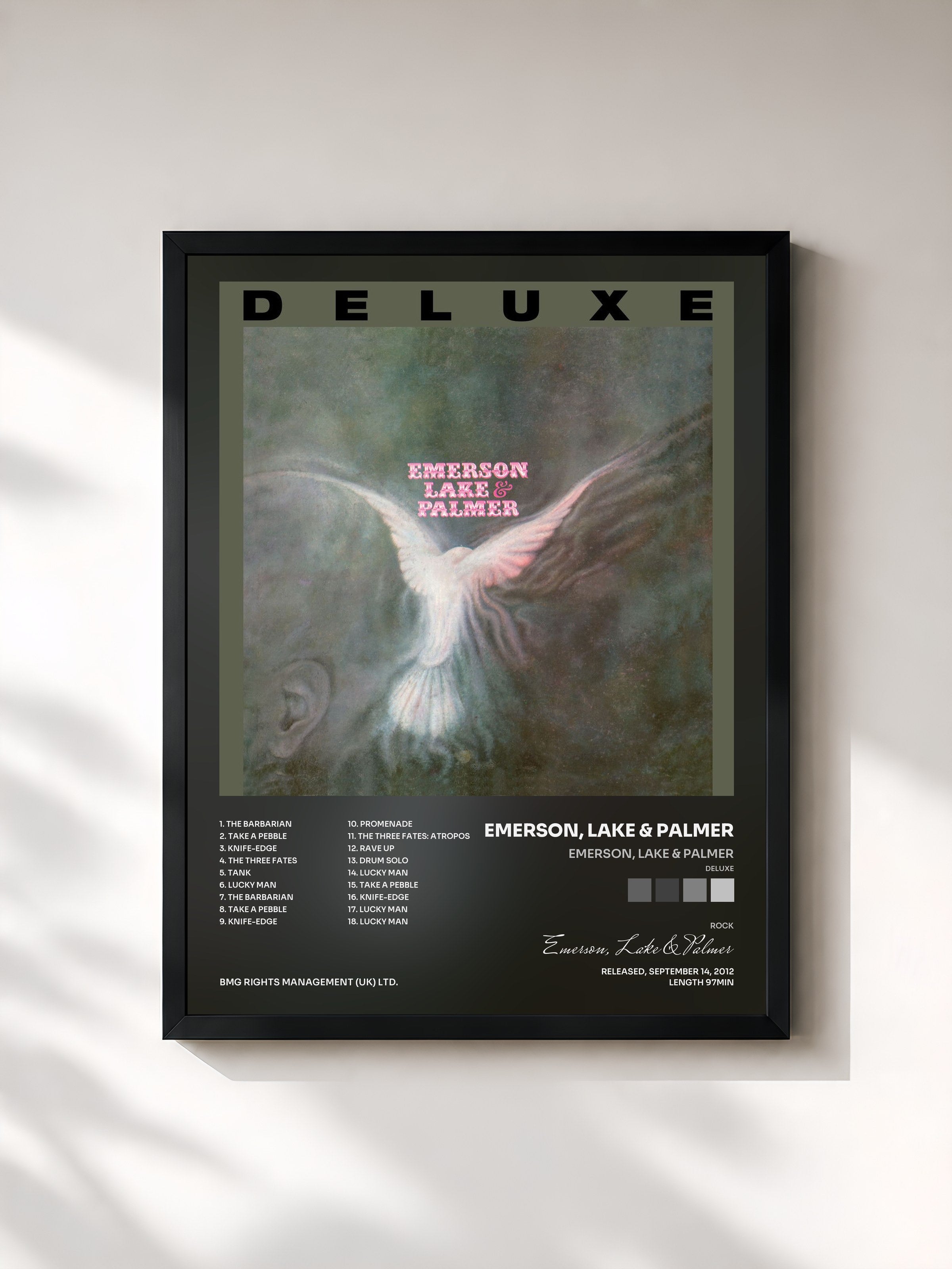 #noir Tableau de l'album Emerson, Lake & Palmer (Deluxe) de Emerson, Lake & Palmer, cadre noir, imprimé et encadré en France