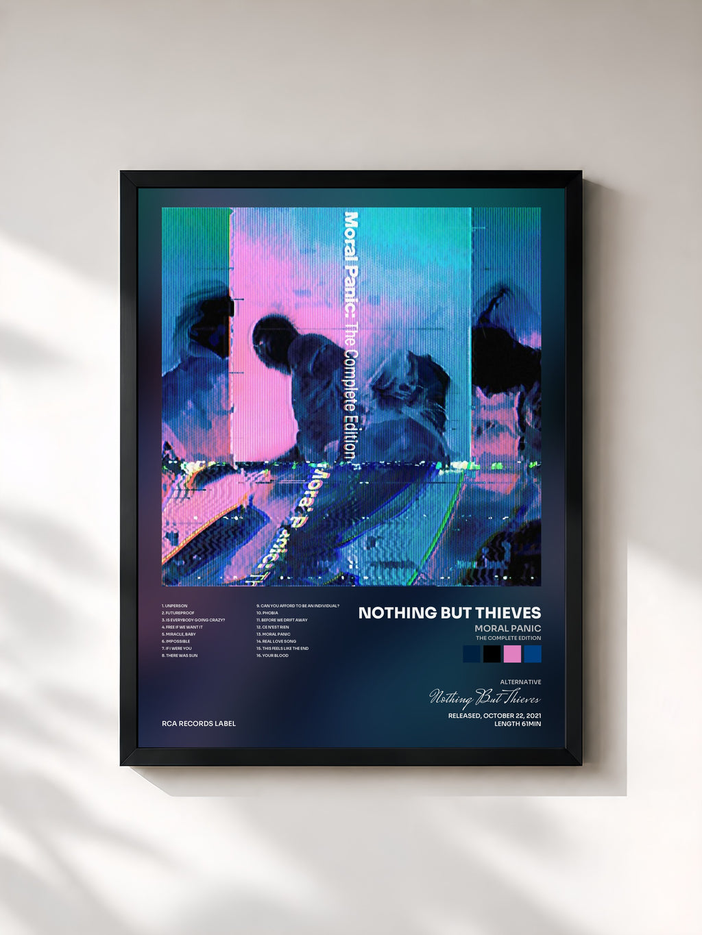 #noir Tableau de l'album Moral Panic (The Complete Edition) de Nothing But Thieves, cadre noir, imprimé et encadré en France