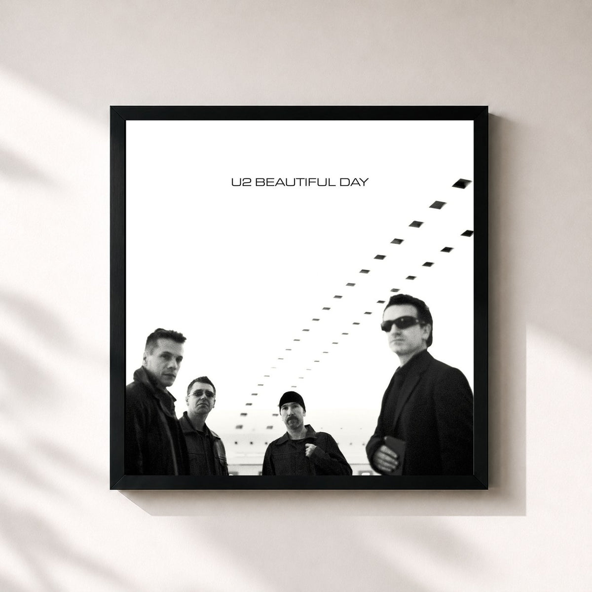 #noir Tableau carré de l'album Beautiful Day (Remastered 2024) de U2, cadre noir 32x32 cm