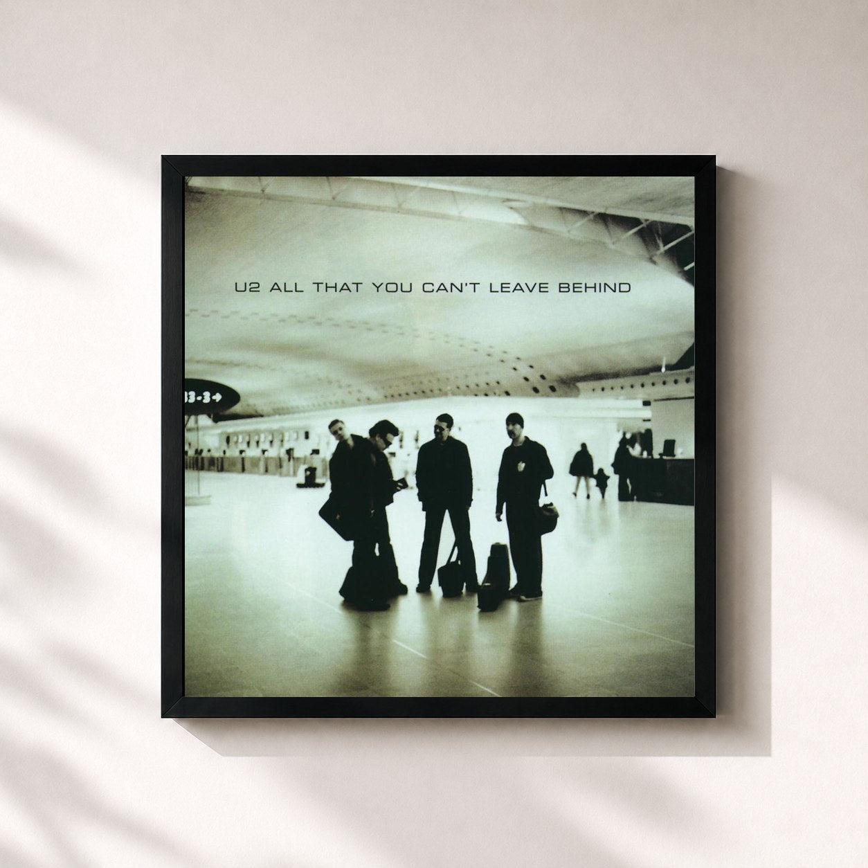 #noir Tableau carré de l'album All That You Can't Leave Behind de U2, cadre noir 32x32 cm