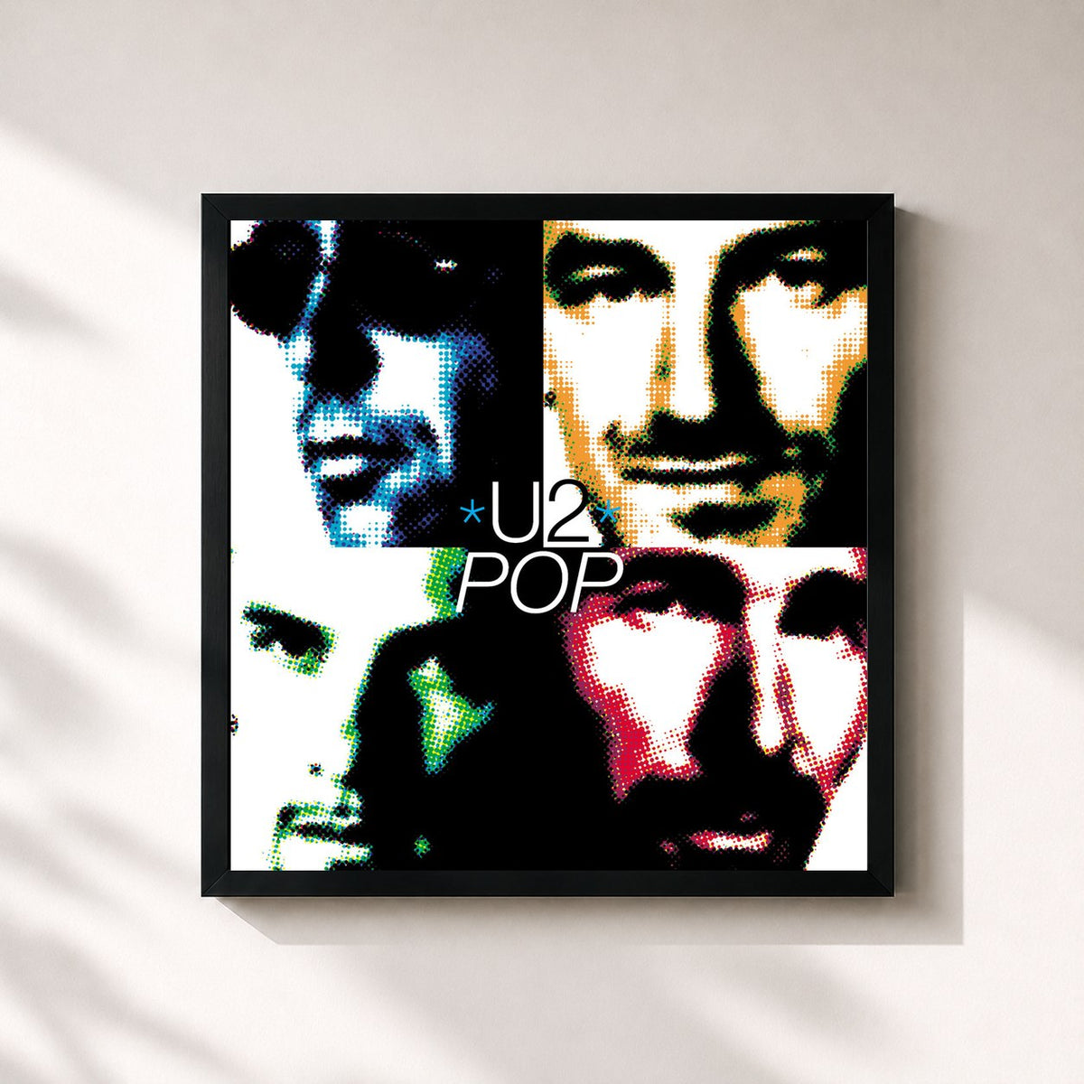 #noir Tableau carré de l'album Pop de U2, cadre noir 32x32 cm