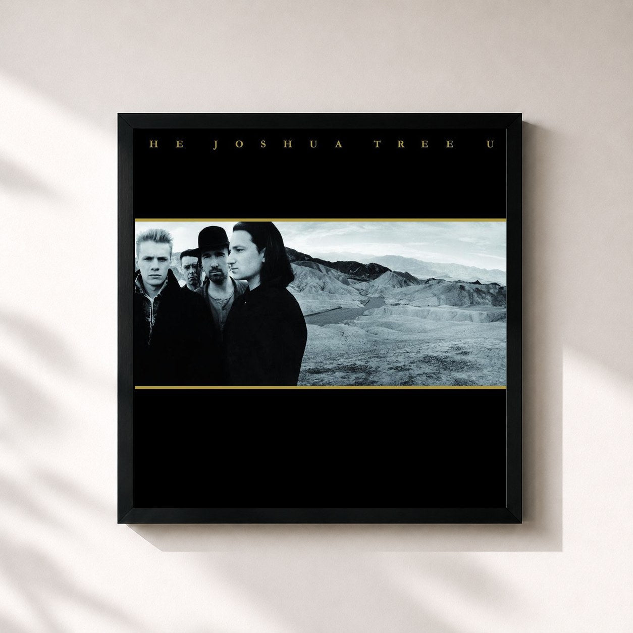#noir Tableau carré de l'album The Joshua Tree de U2, cadre noir 32x32 cm