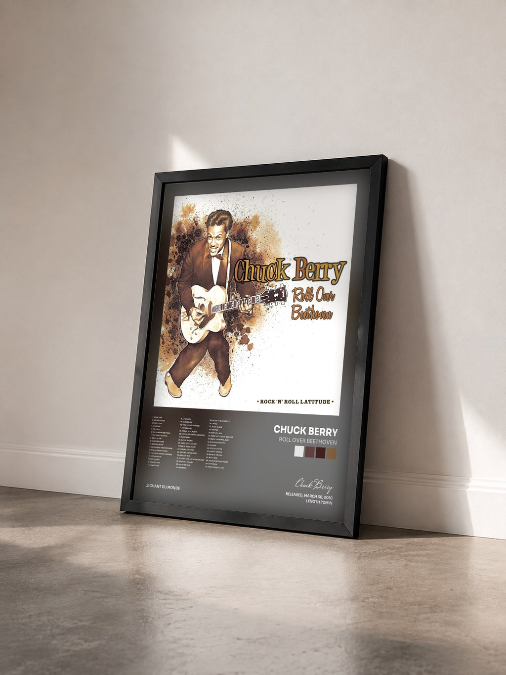 #noir Tableau de l'album Roll Over Beethoven de Chuck Berry vu de trois quarts, cadre noir