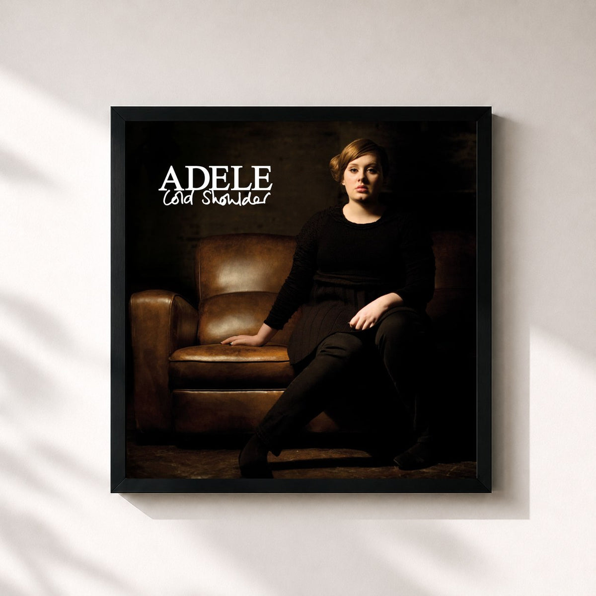 #noir Tableau carré de l'album Cold Shoulder de Adele, cadre noir 32x32 cm