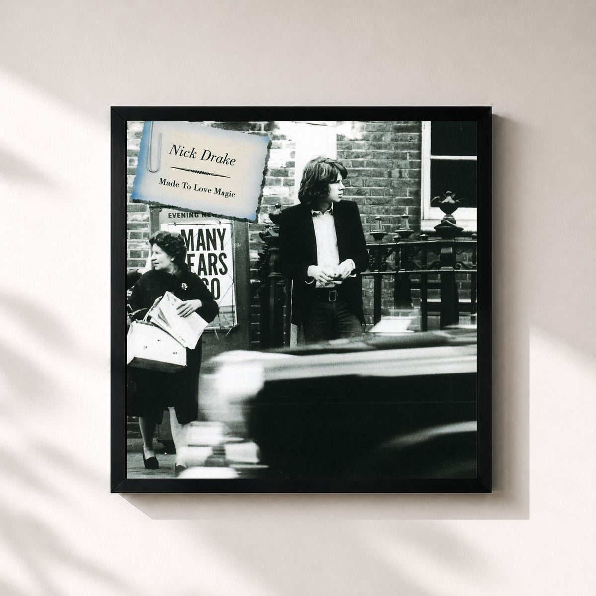 #noir Tableau carré de l'album Made To Love Magic de Nick Drake, cadre noir 32x32 cm