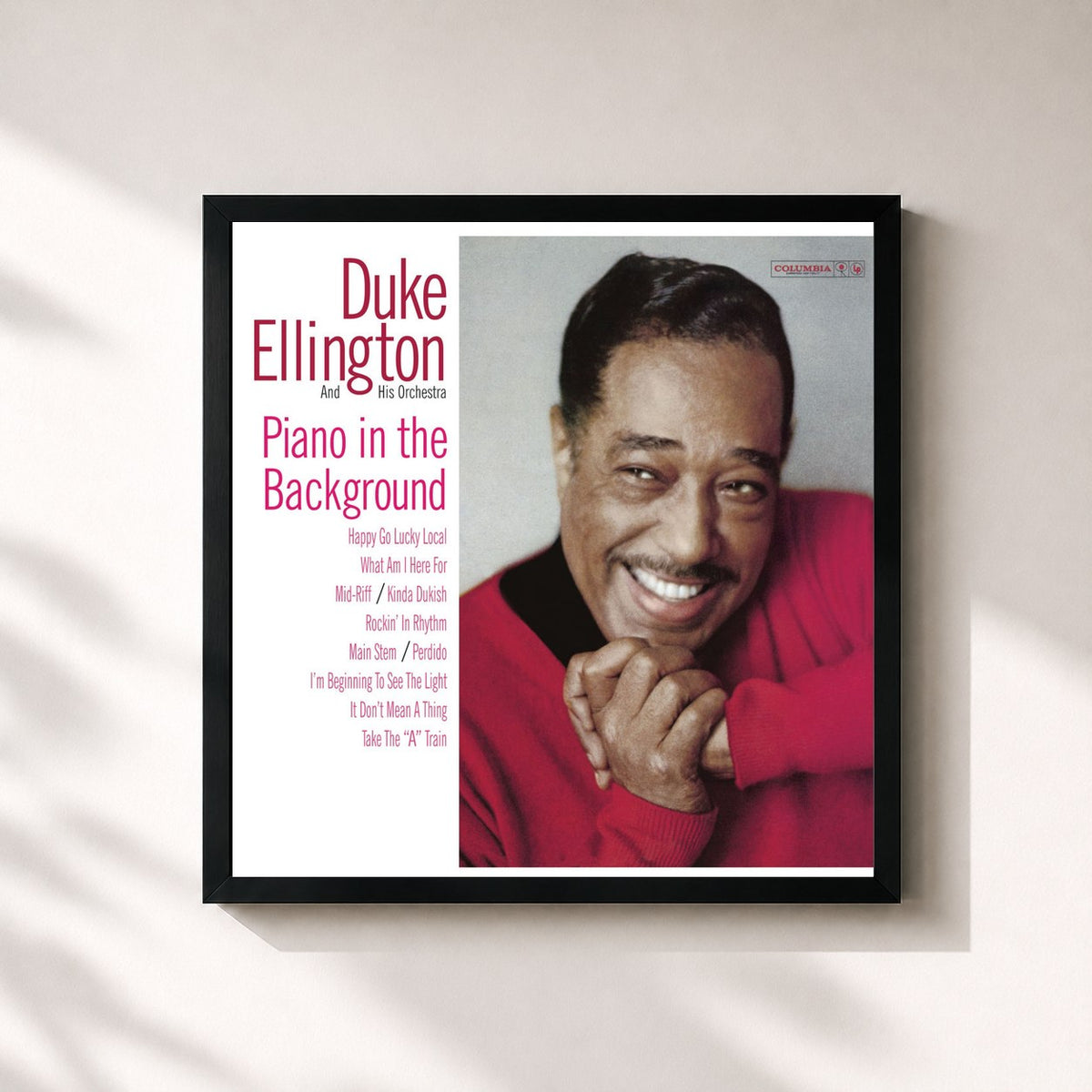#noir Tableau carré de l'album Piano In The Background (Expanded Edition) de Duke Ellington, cadre noir 32x32 cm