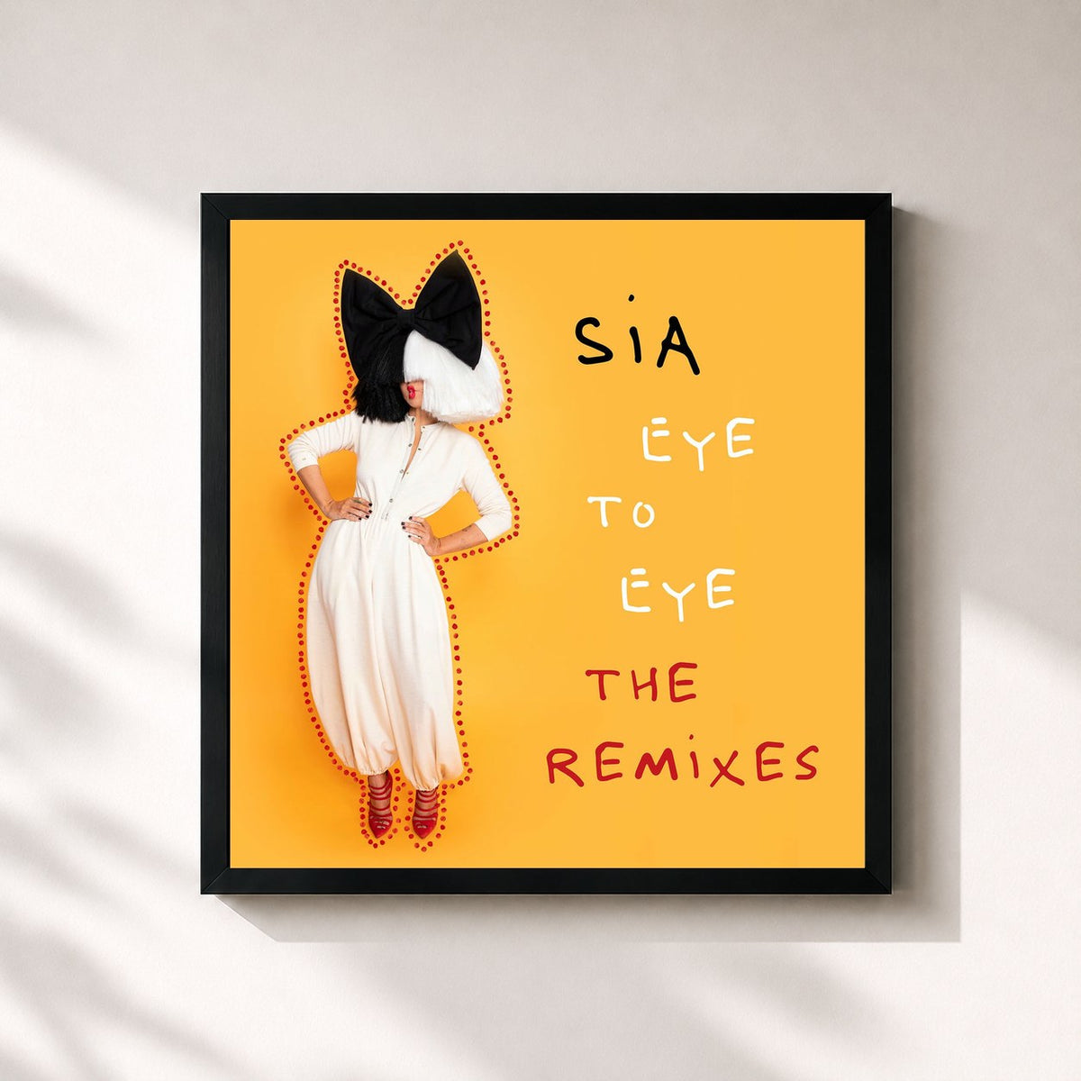 #noir Tableau carré de l'album Eye To Eye (The Remixes) de Sia, cadre noir 32x32 cm