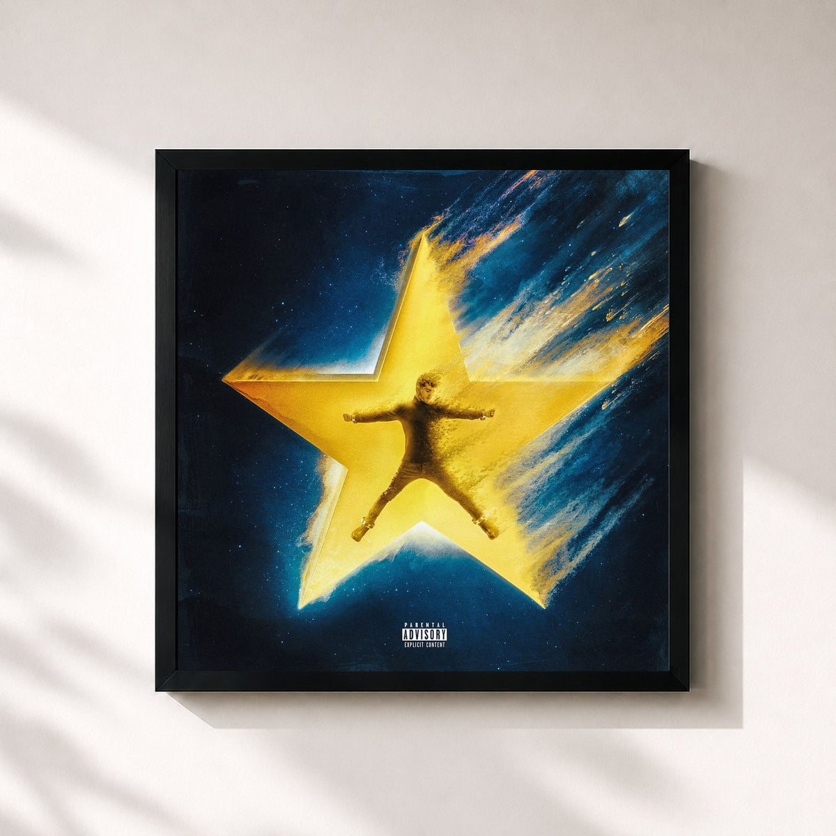 #noir Tableau carré de l'album COSMIC de Bazzi, cadre noir 32x32 cm