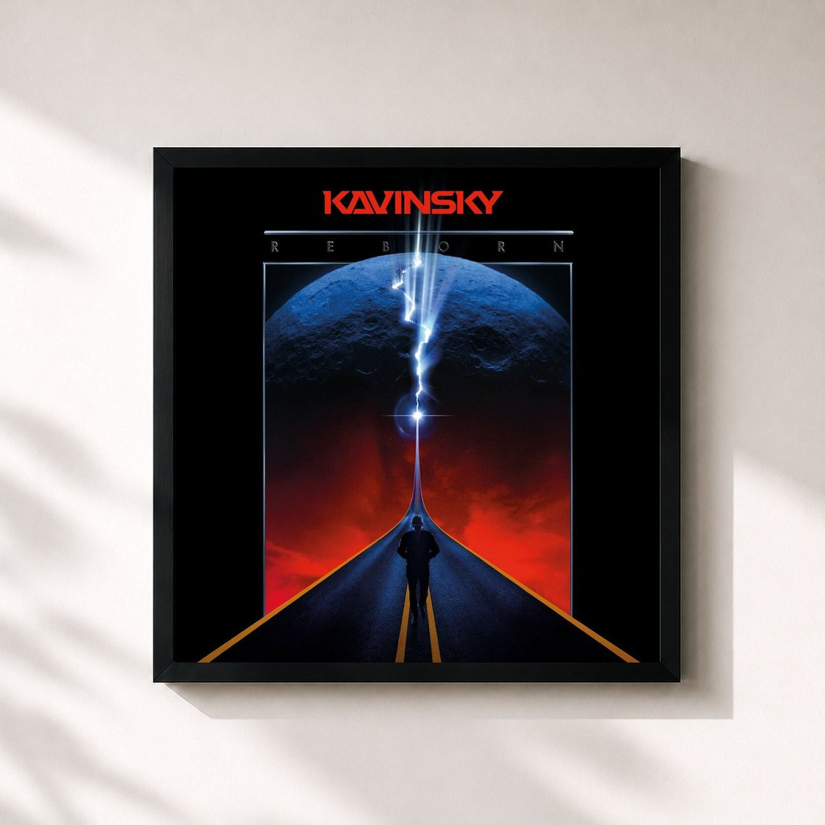 #noir Tableau carré de l'album Reborn de Kavinsky, cadre noir 32x32 cm