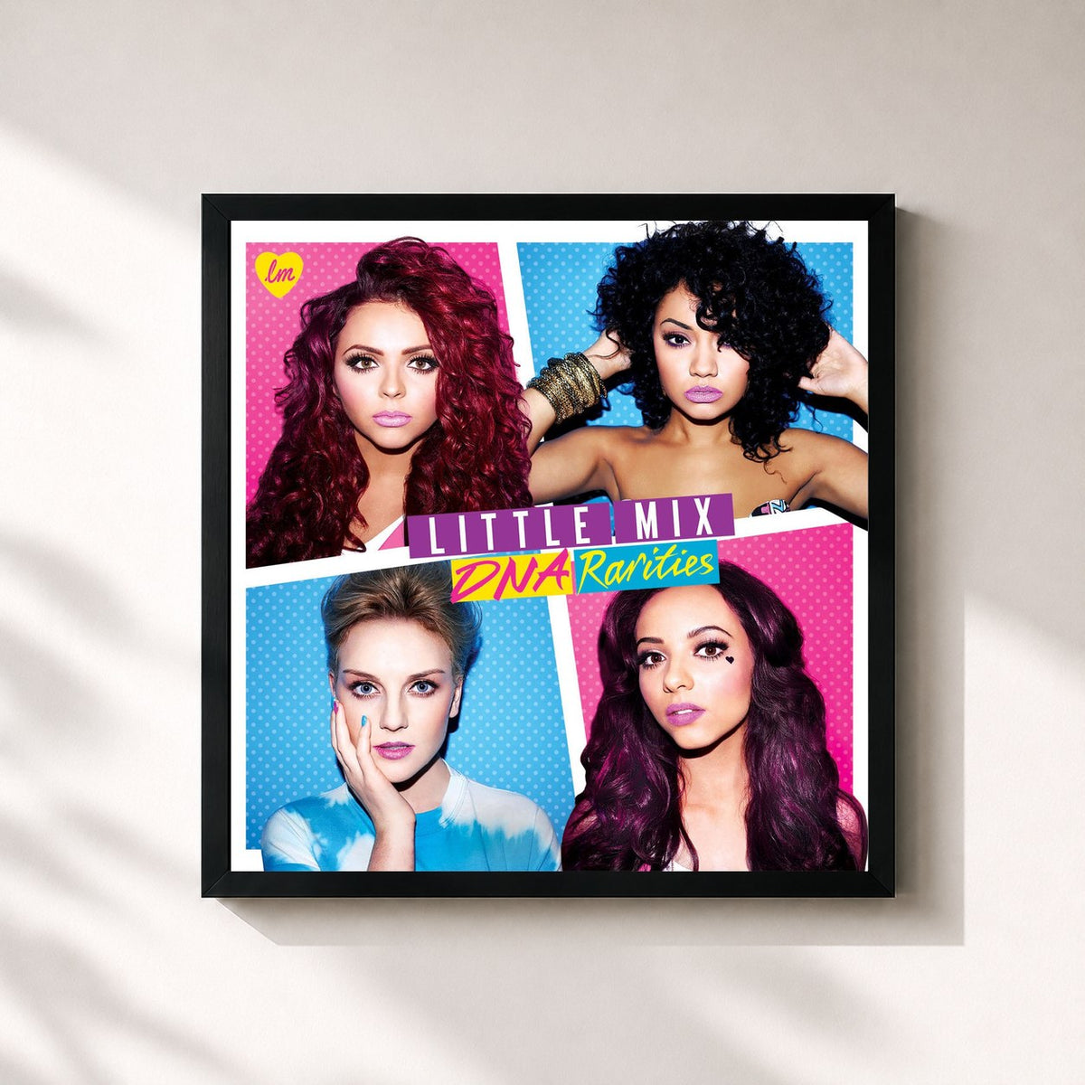 #noir Tableau carré de l'album DNA - Remixes de Little Mix, cadre noir 32x32 cm