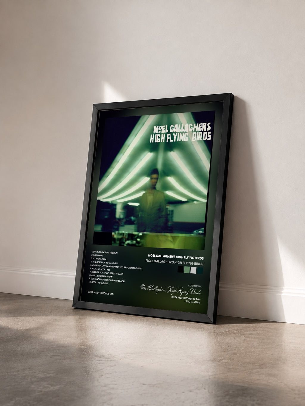 #noir Tableau de l'album Noel Gallagher's High Flying Birds de Noel Gallagher's High Flying Birds vu de trois quarts, cadre noir