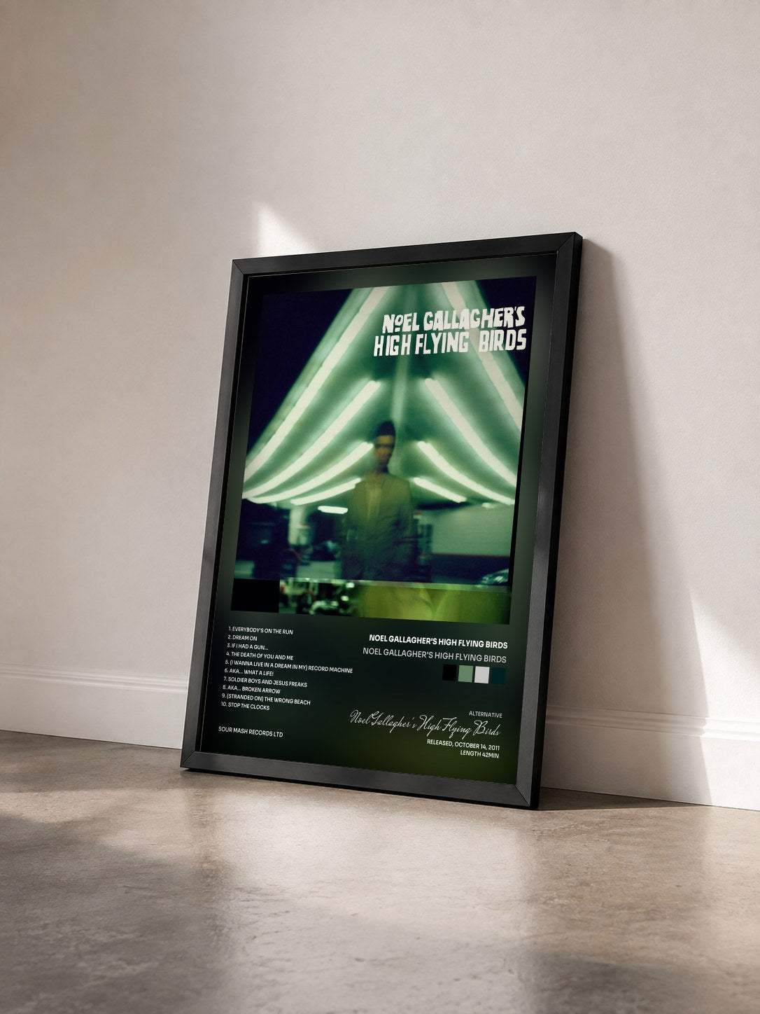 #noir Tableau de l'album Noel Gallagher's High Flying Birds de Noel Gallagher's High Flying Birds vu de trois quarts, cadre noir
