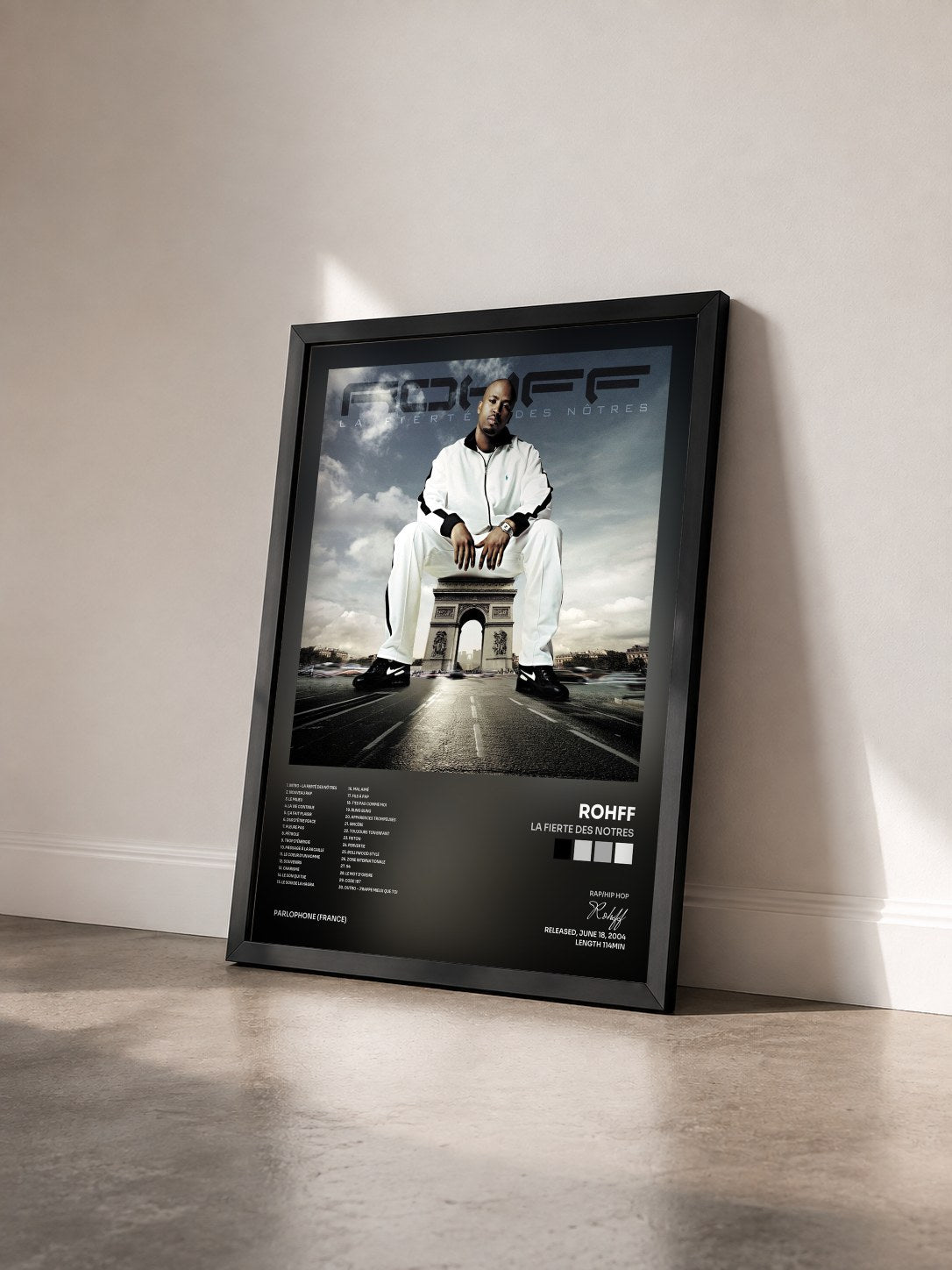 #noir Tableau de l'album la fierte des notres de Rohff vu de trois quarts, cadre noir