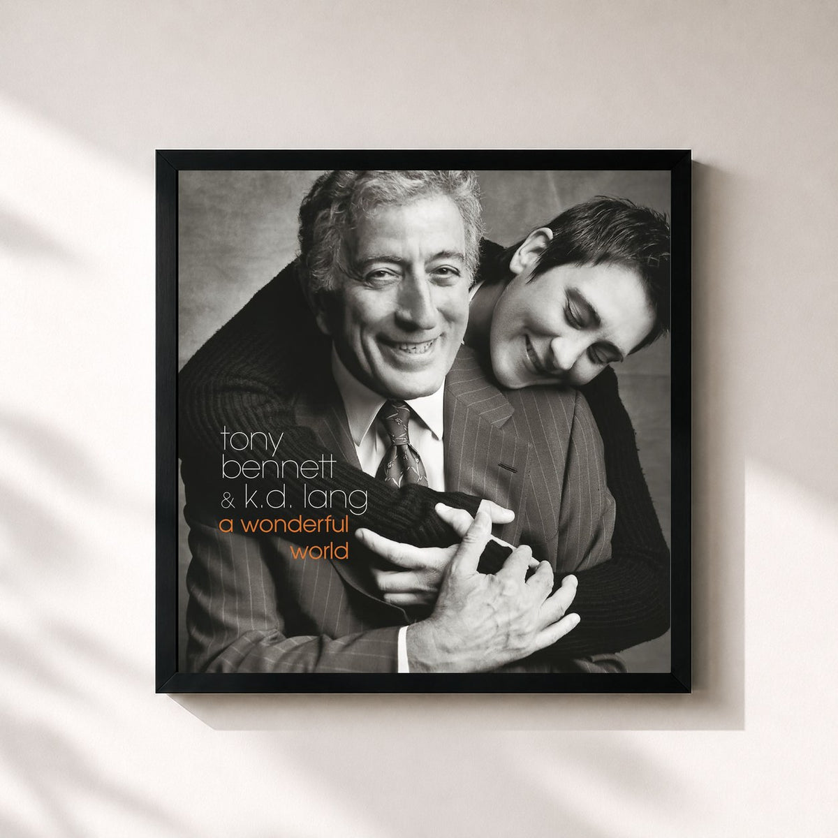 #noir Tableau carré de l'album A Wonderful World de Tony Bennett, cadre noir 32x32 cm