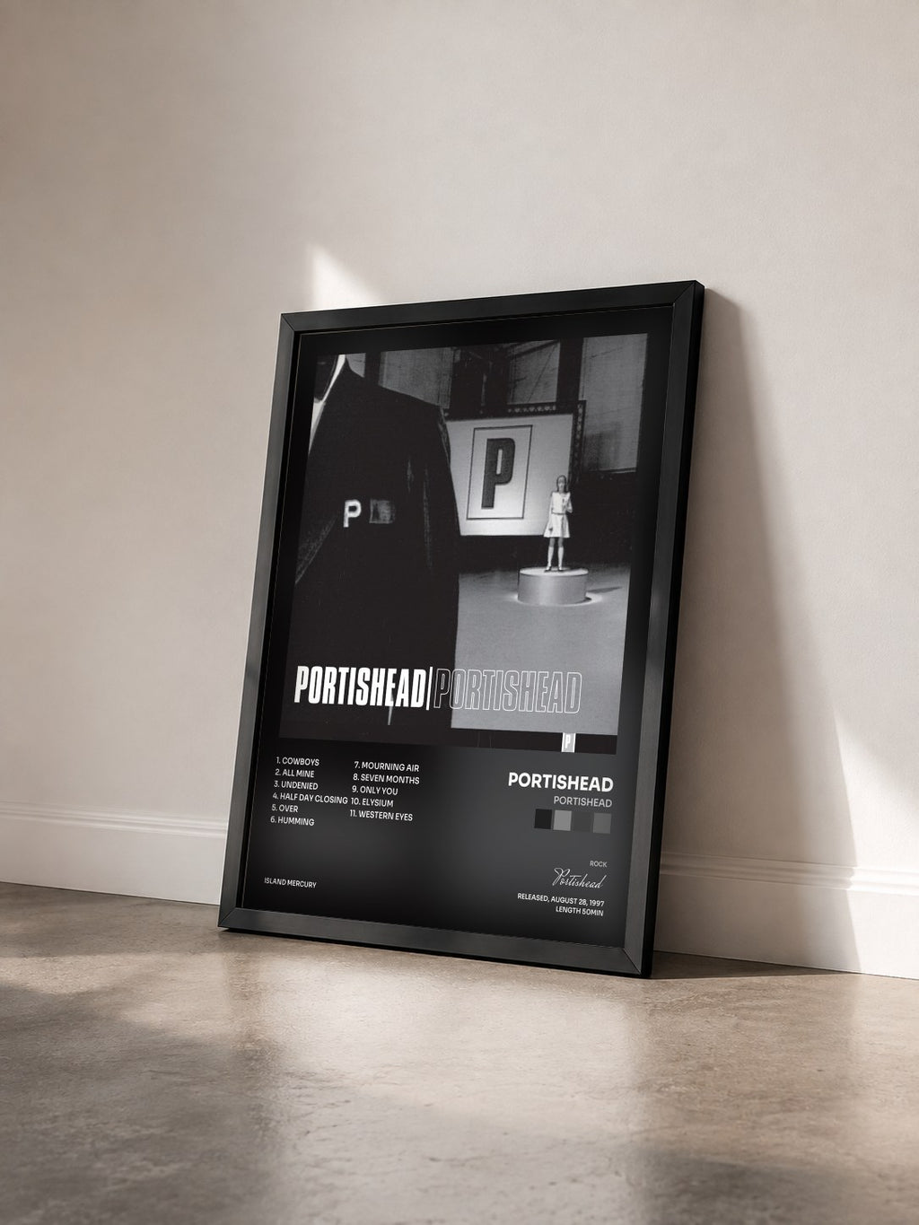 #noir Portishead de Portishead en lámina enmarcada vista de tres cuartos, marco negro