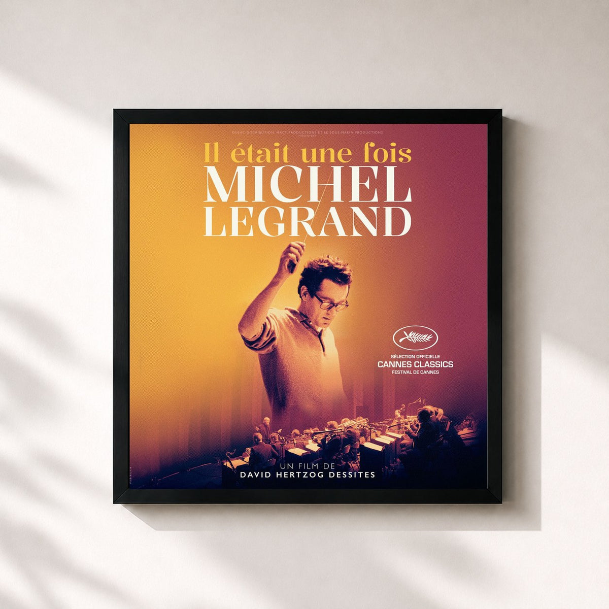 #noir Tableau carré de l'album Il était une fois Michel Legrand (Bande originale du film) de Michel Legrand, cadre noir 32x32 cm