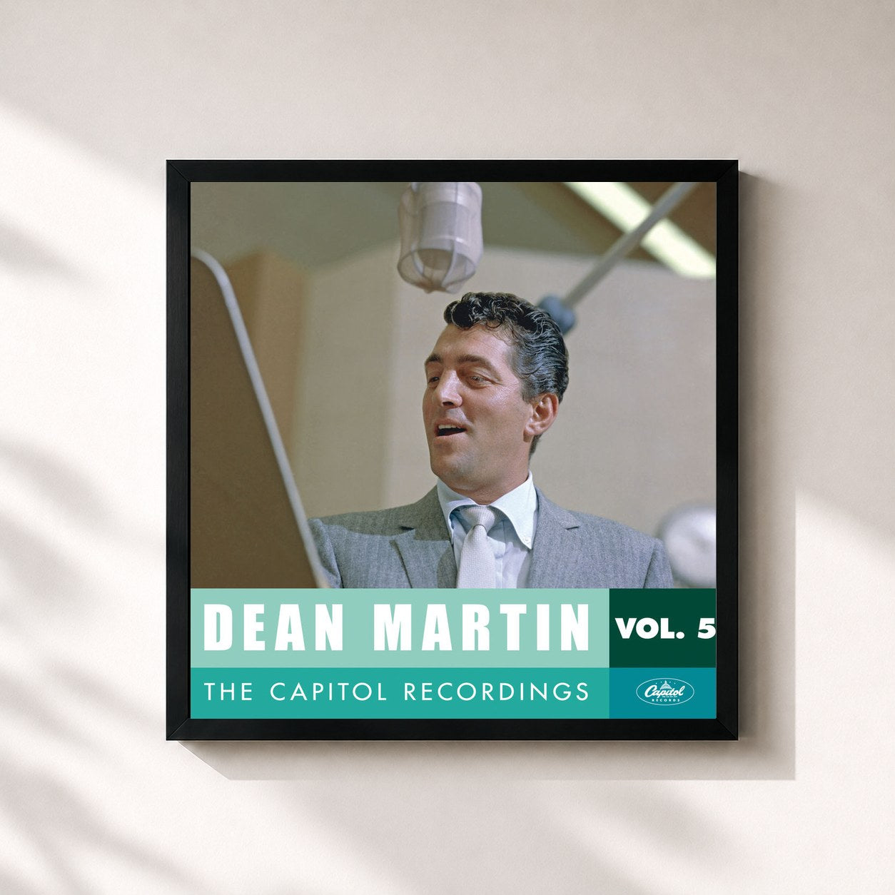#noir Tableau carré de l'album Dean Martin: The Capitol Recordings, Vol. 5 (1954) de Dean Martin, cadre noir 32x32 cm