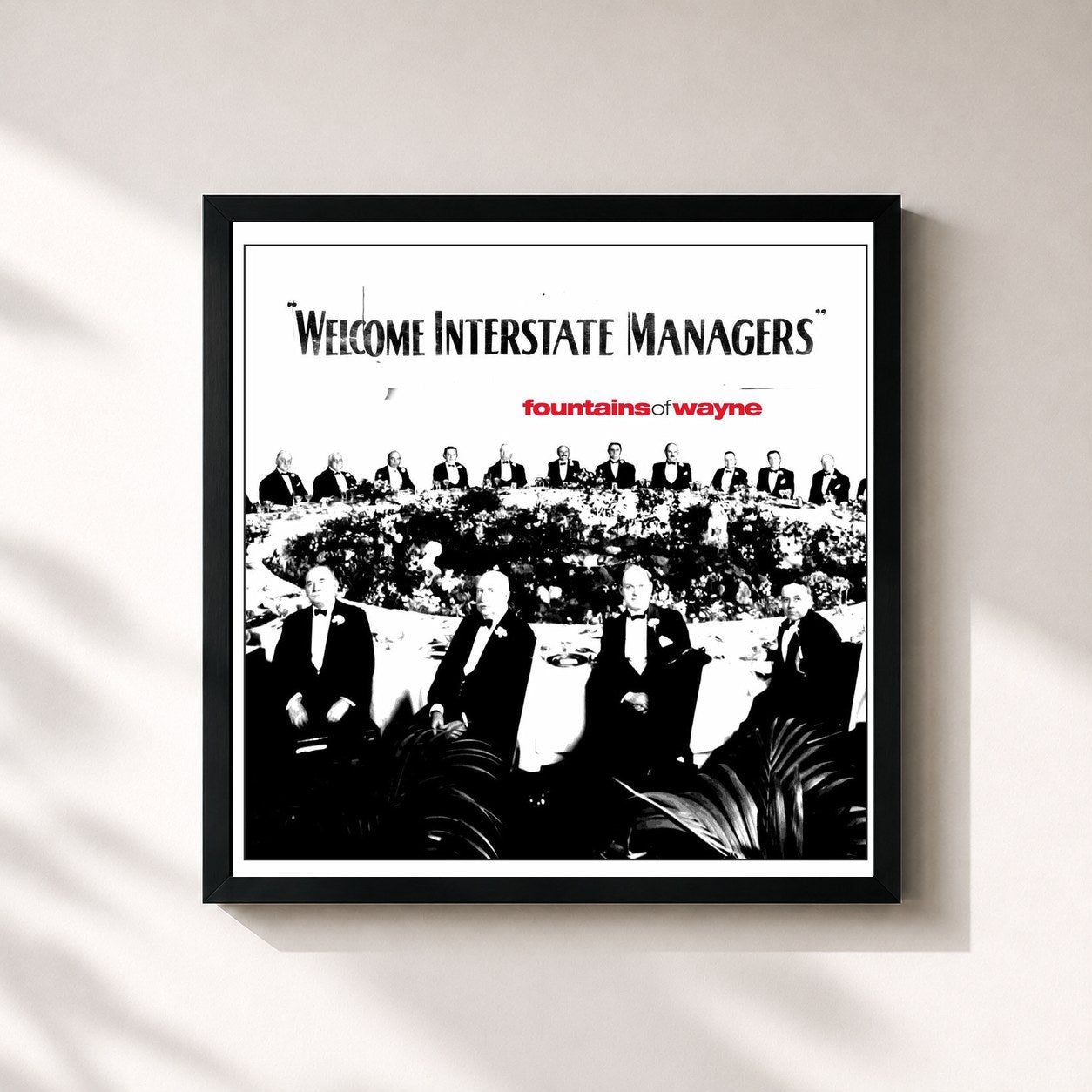 #noir Tableau carré de l'album Welcome Interstate Managers de Fountains of Wayne, cadre noir 32x32 cm