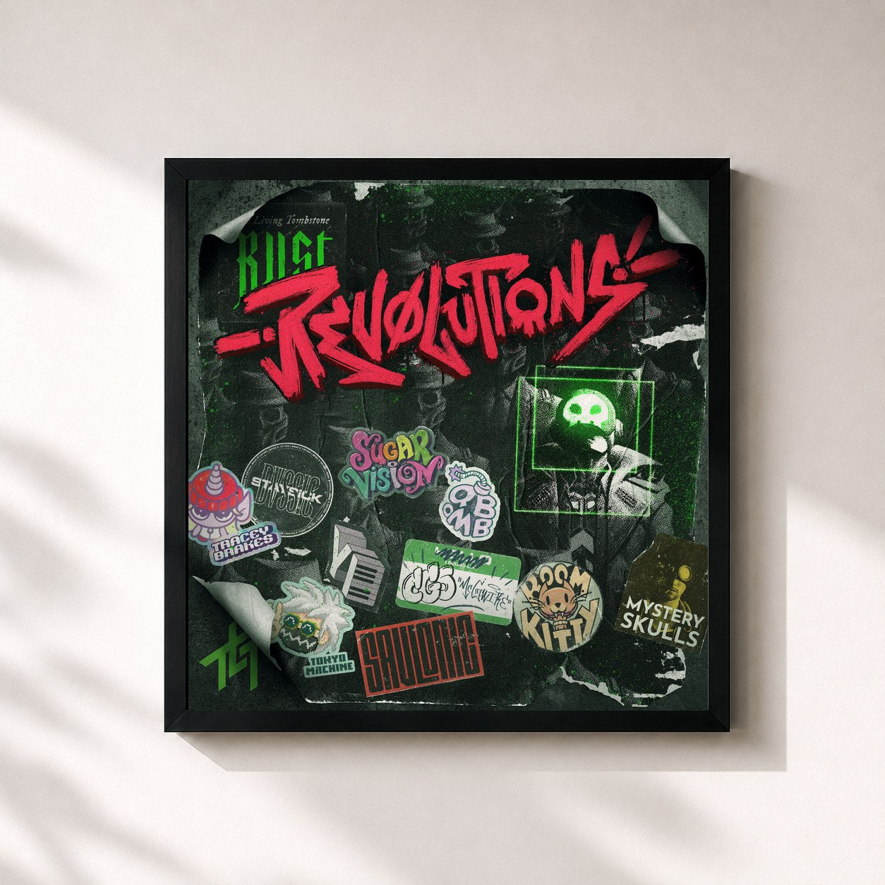 #noir Tableau carré de l'album Rust: Revolutions! de The Living Tombstone, cadre noir 32x32 cm