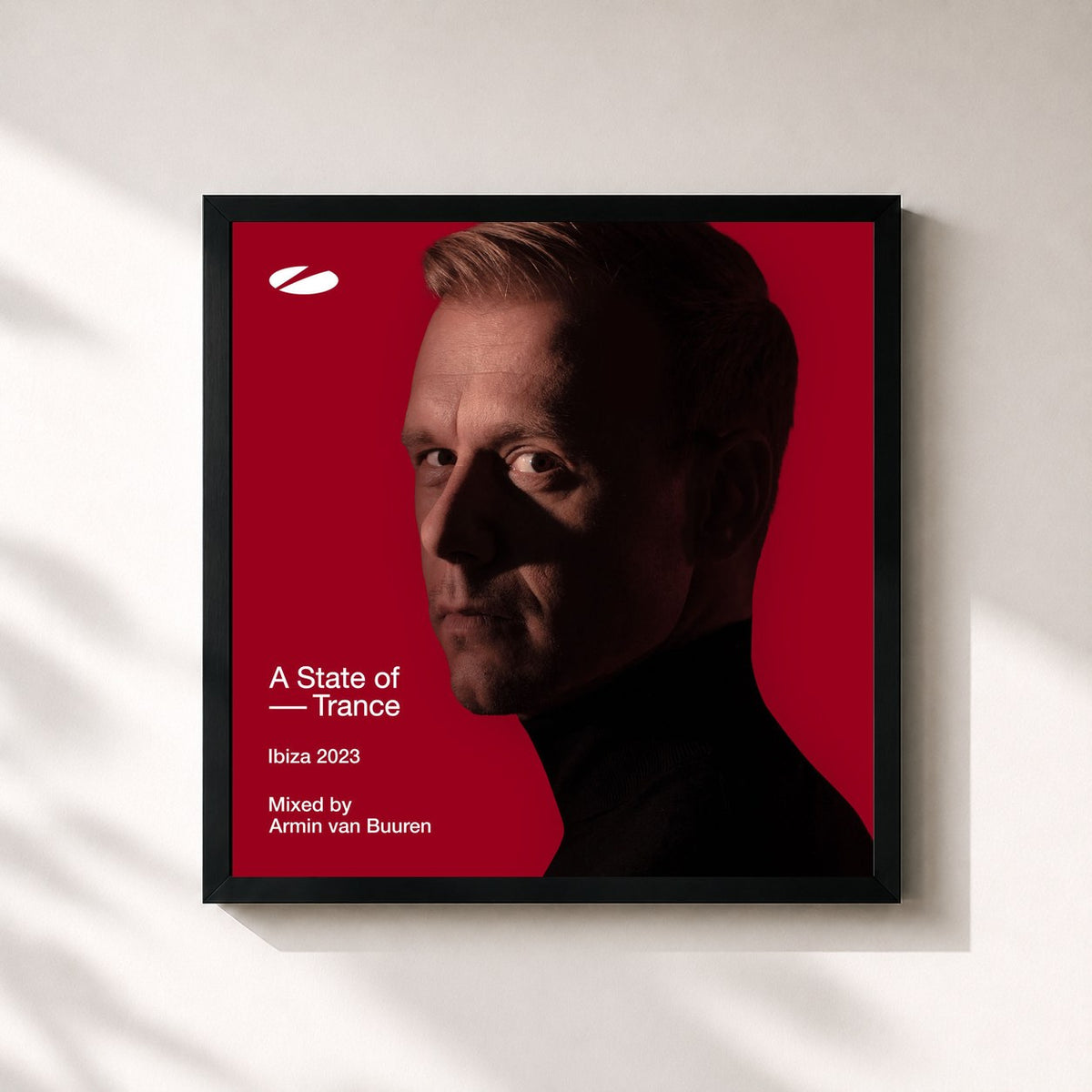 #noir Tableau carré de l'album A State of Trance, Ibiza 2023 (Mixed by Armin van Buuren) de Armin van Buuren, cadre noir 32x32 cm