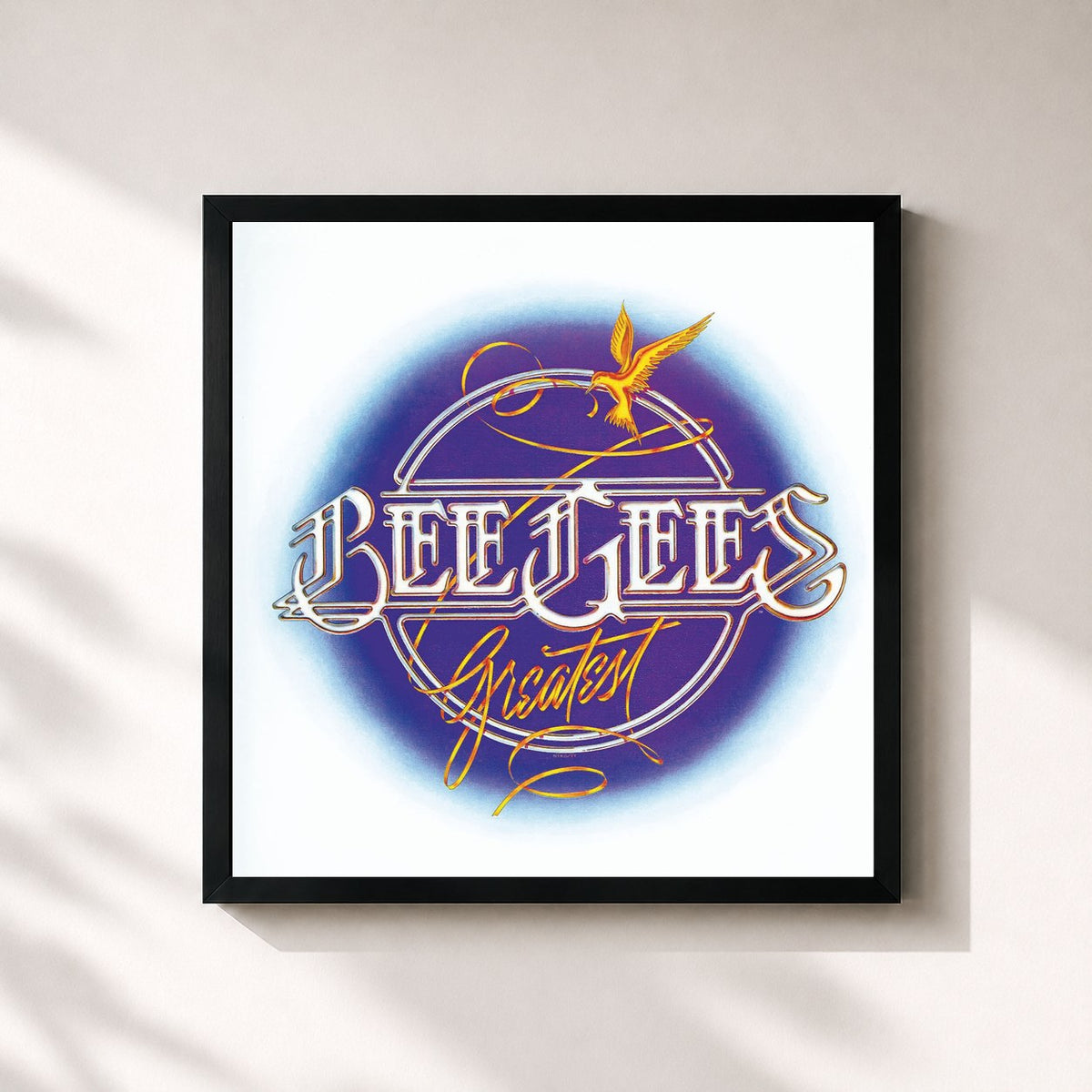 #noir Tableau carré de l'album Greatest de Bee Gees, cadre noir 32x32 cm