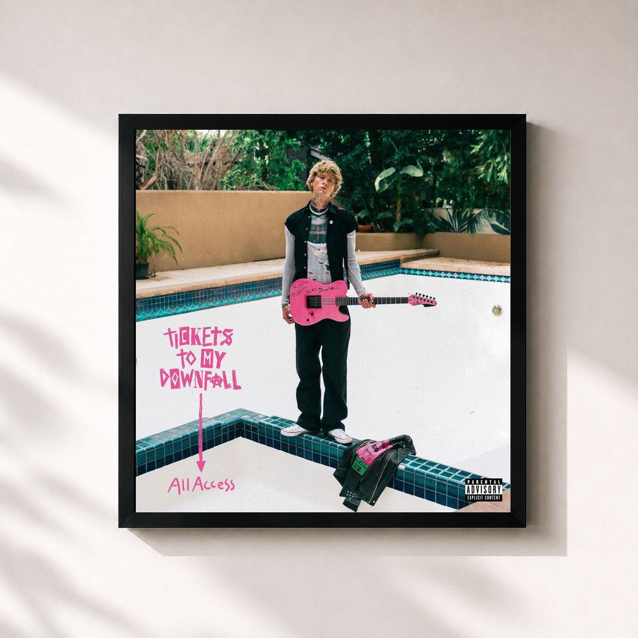 #noir Tableau carré de l'album Tickets To My Downfall (All Access) de mgk, cadre noir 32x32 cm
