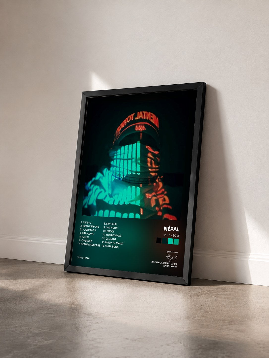 #noir 2016 - 2018 by Népal as a framed art print seen at an angle, black frame