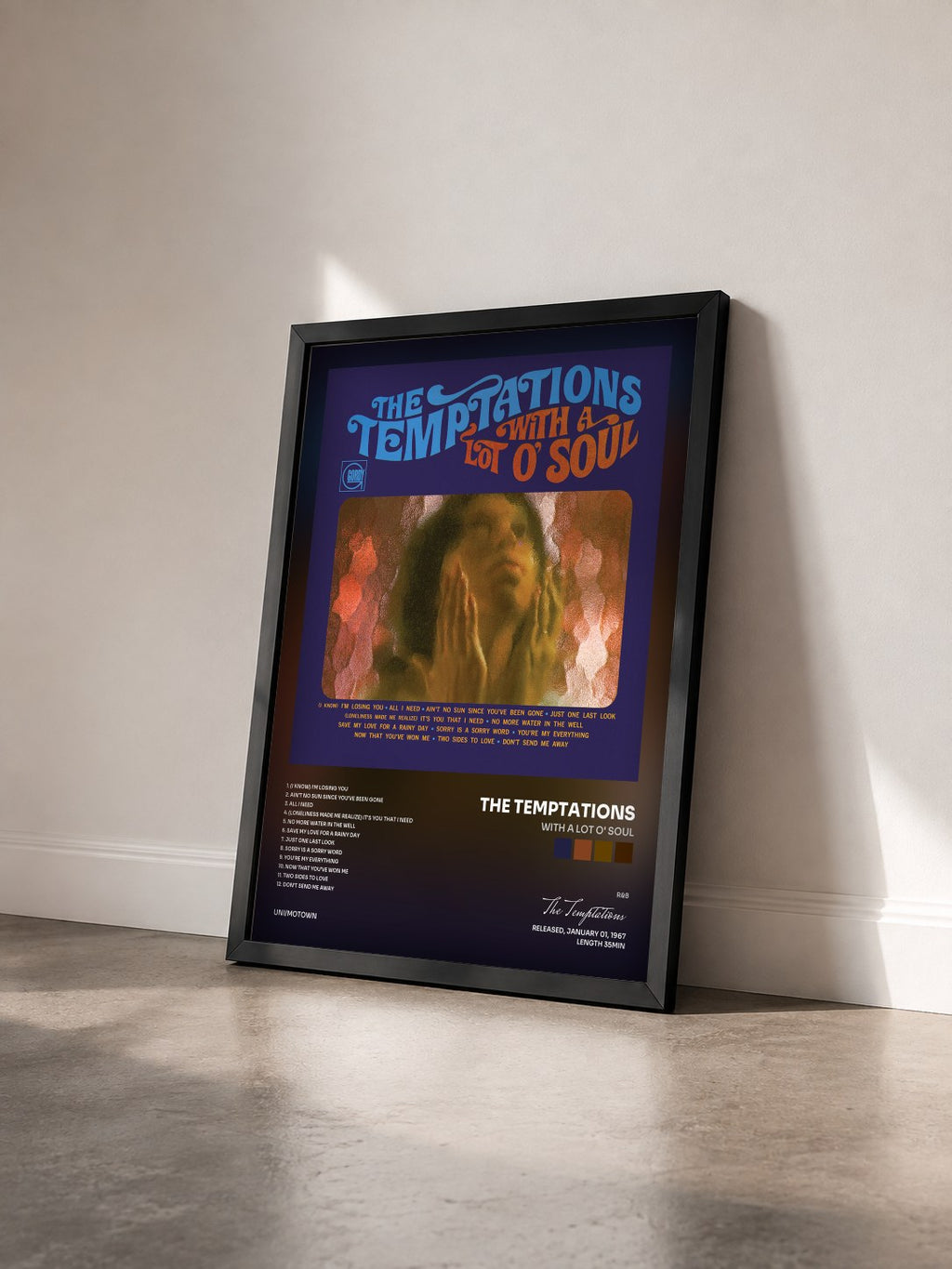 #noir Tableau de l'album With A Lot O' Soul de The Temptations vu de trois quarts, cadre noir