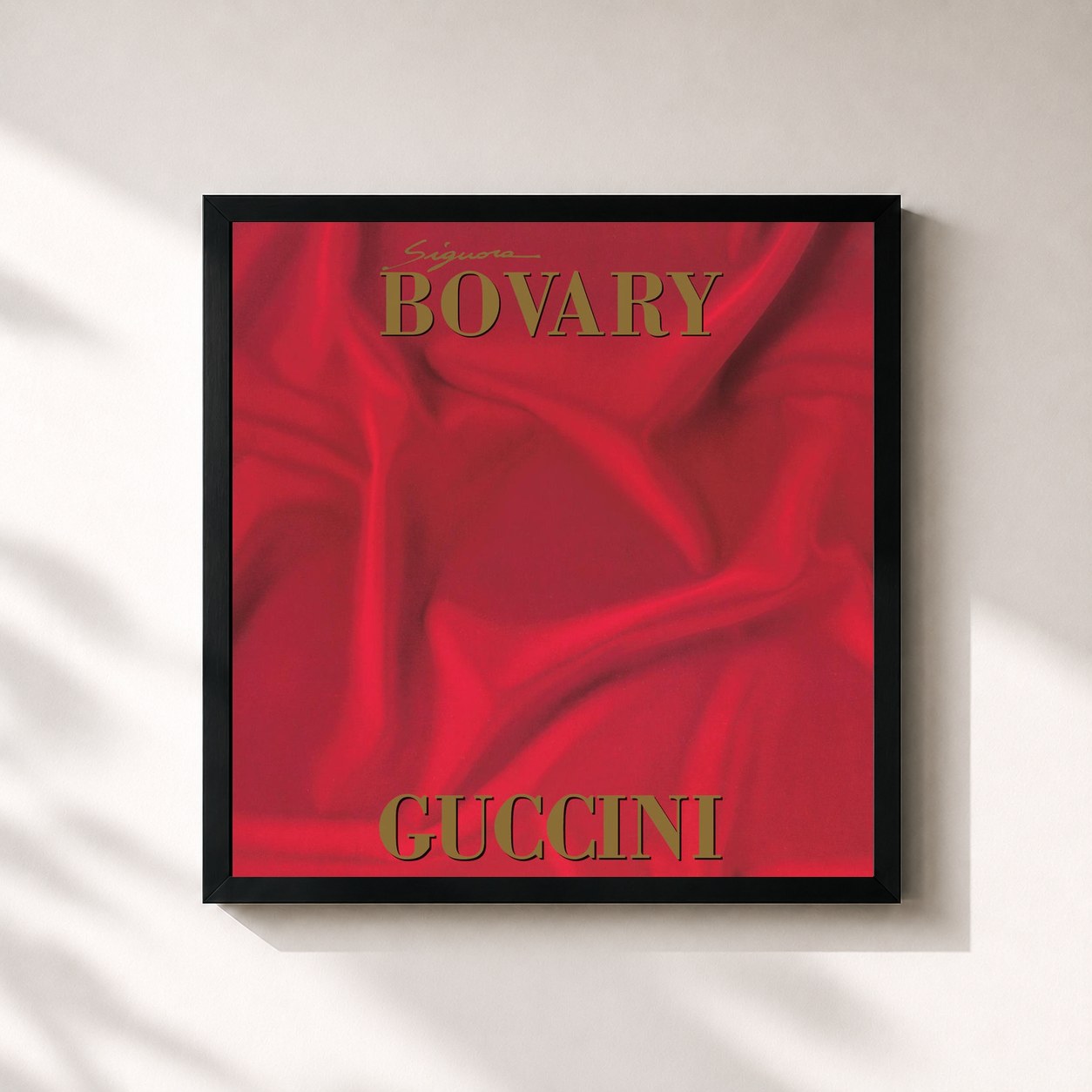 #noir Tableau carré de l'album Signora Bovary de Francesco Guccini, cadre noir 32x32 cm