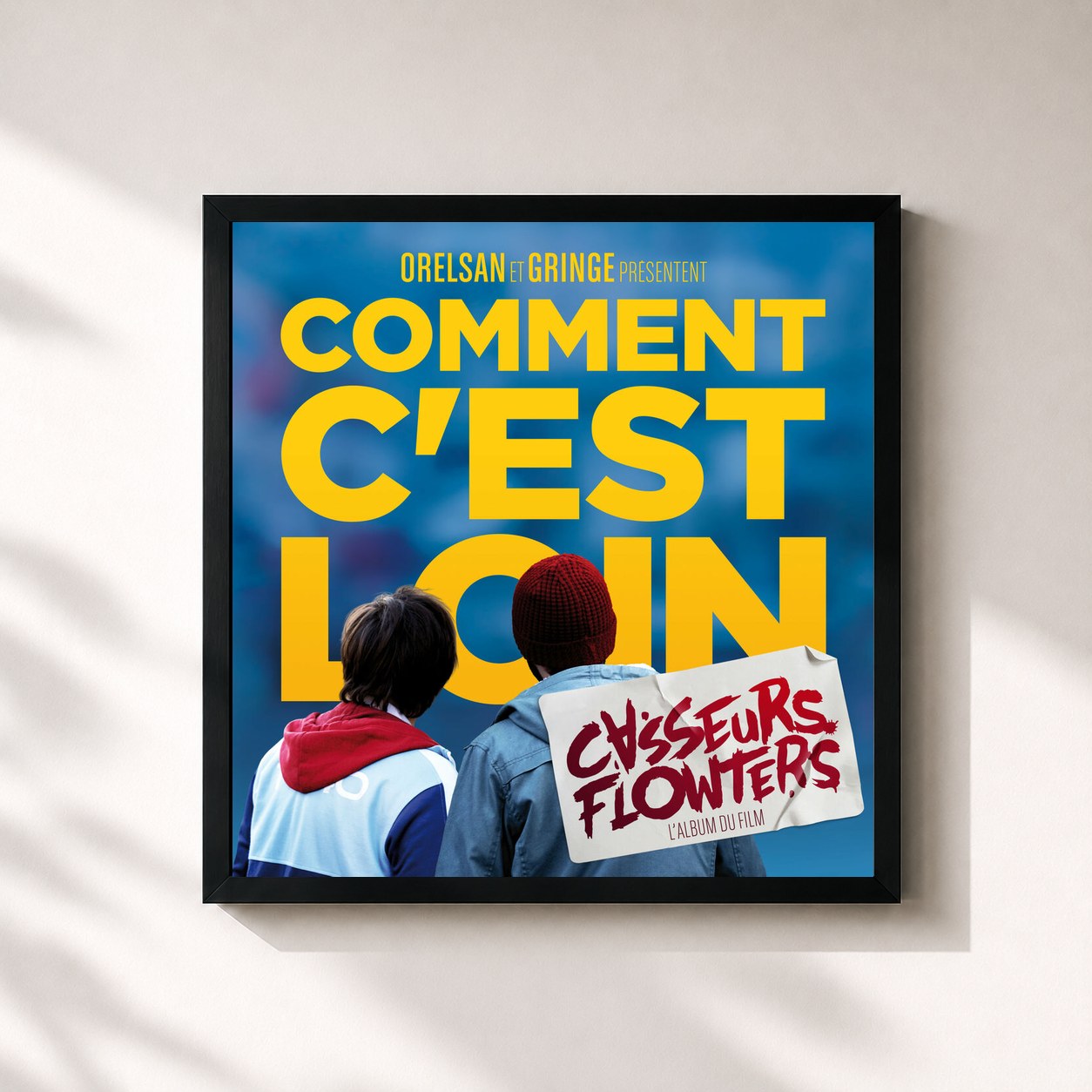 #noir Comment c'est loin by Casseurs Flowters as a square framed art print, black 32x32 cm frame